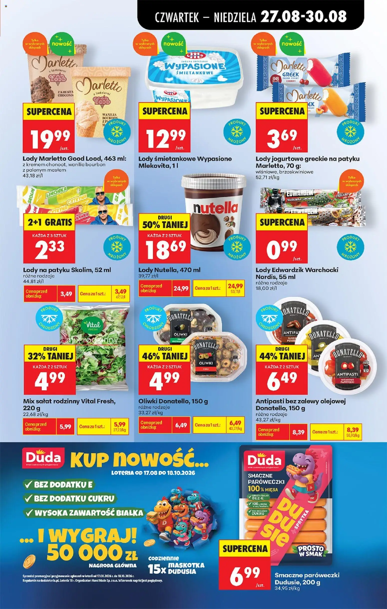 Biedronka gazetka od czwartku od 27.08.2026 | Strona: 61 | Produkty: Bourbon, Mix sałat, Lody jogurtowe, Wanilia