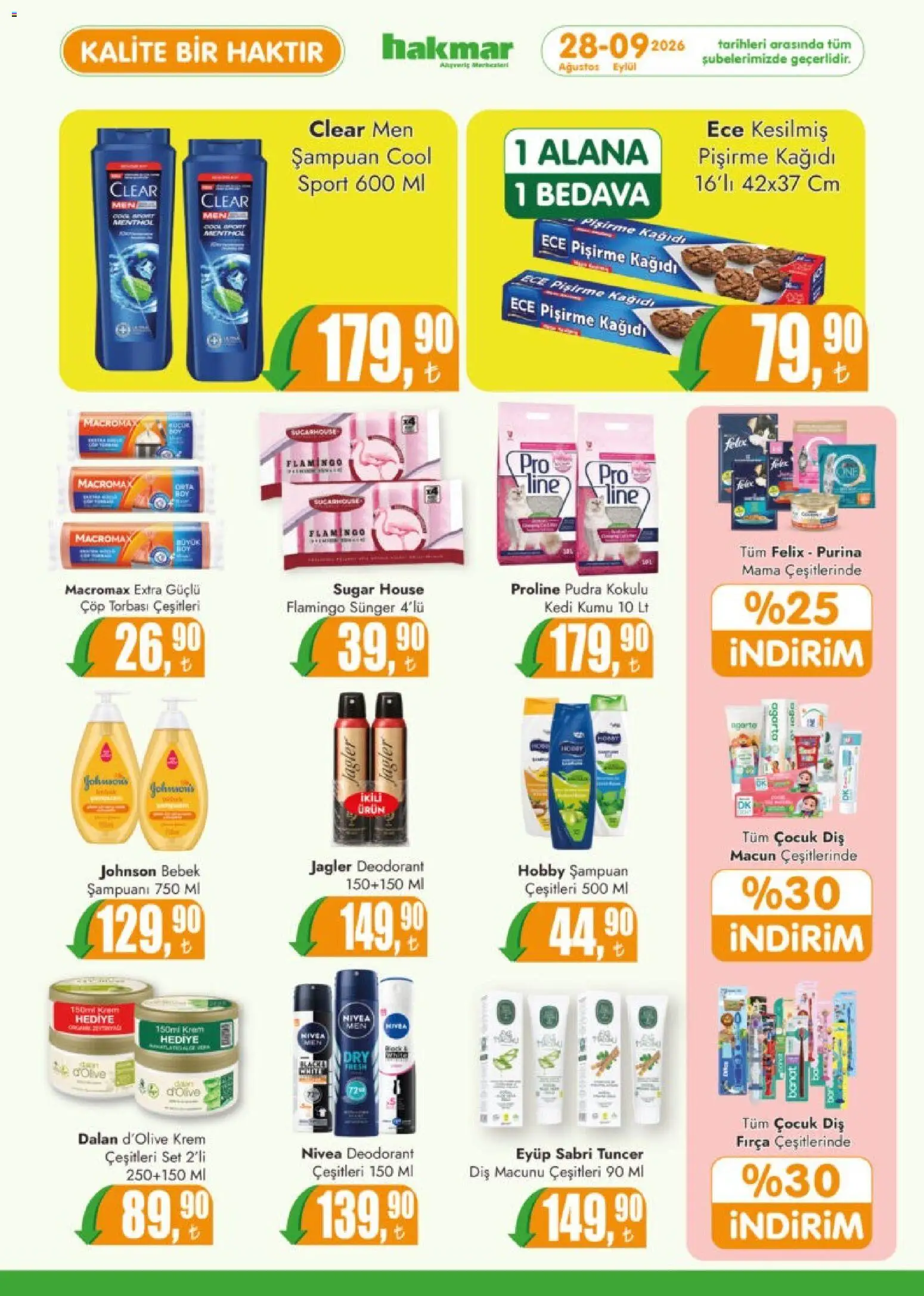 Hakmar Katalog - 28 Ağustos 2026 tarihinden itibaren geçerlidir | Sayfa: 6 | Ürünler: Çöp torbası, Fırça, Deodorant, Pudra