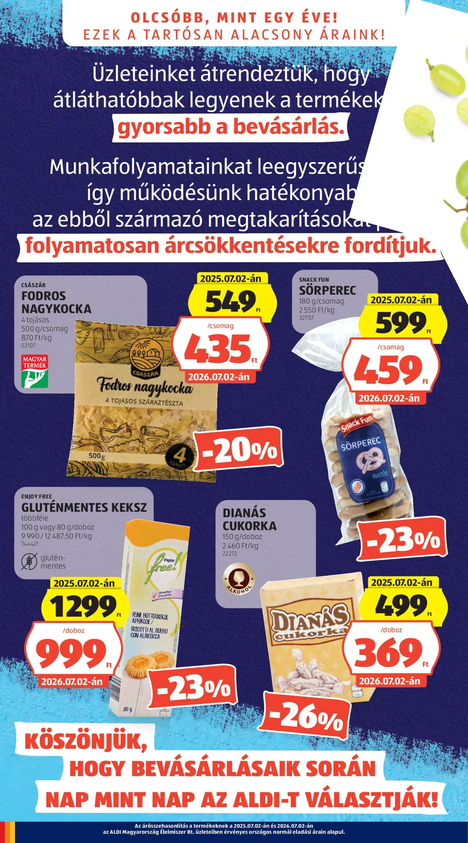 Aldi akciós ujság - amely érvényes a következő dátumtól: 2026.07.02. | Oldal: 4 | Termékek: Cukorka, Gluténmentes, Száraztészta, Keksz