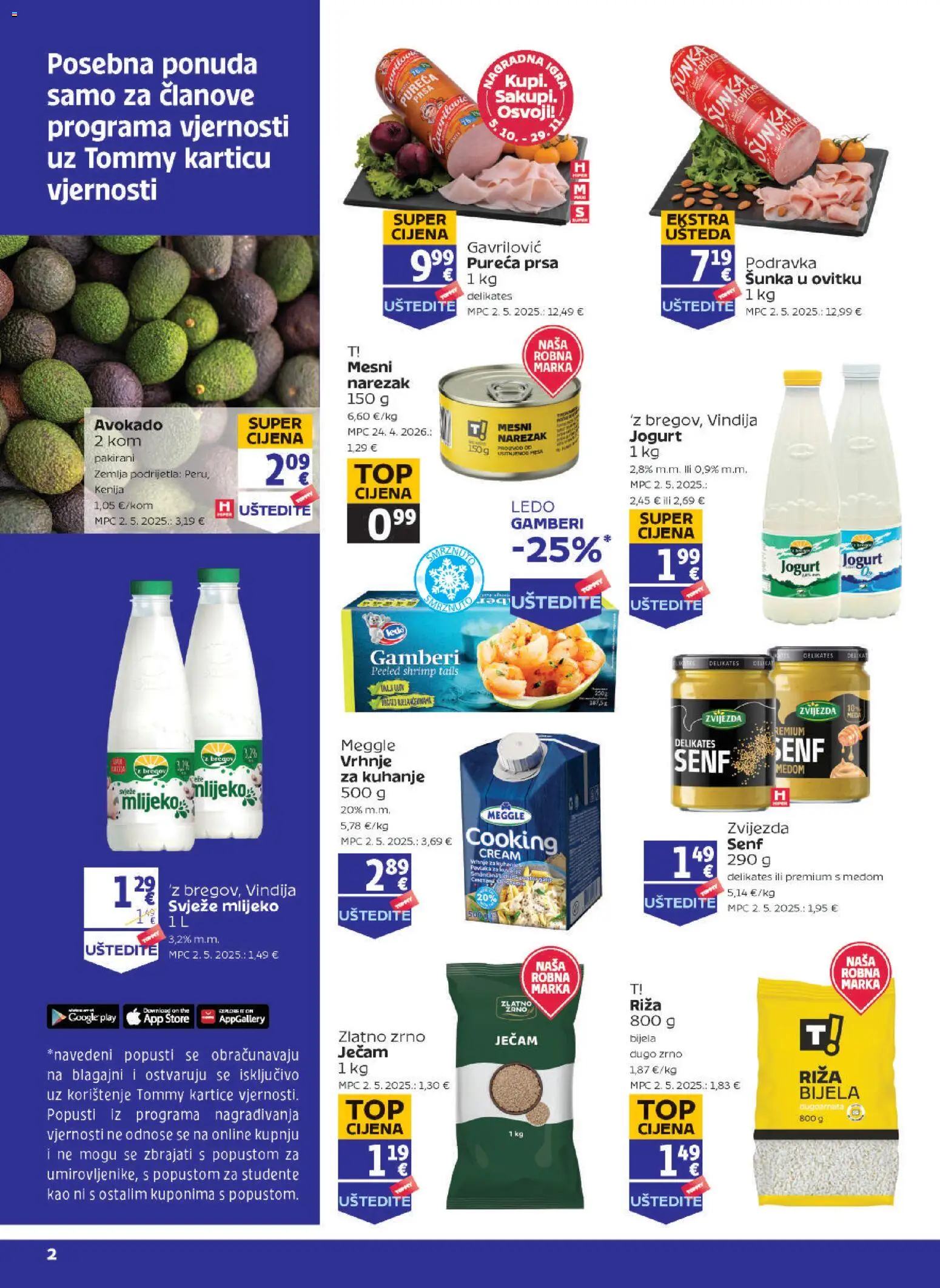 Tommy katalog | vrijedi od 29.10.2026 | Stranica: 2 | Proizvodi: Mlijeko, Šunka, Riža, Avokado