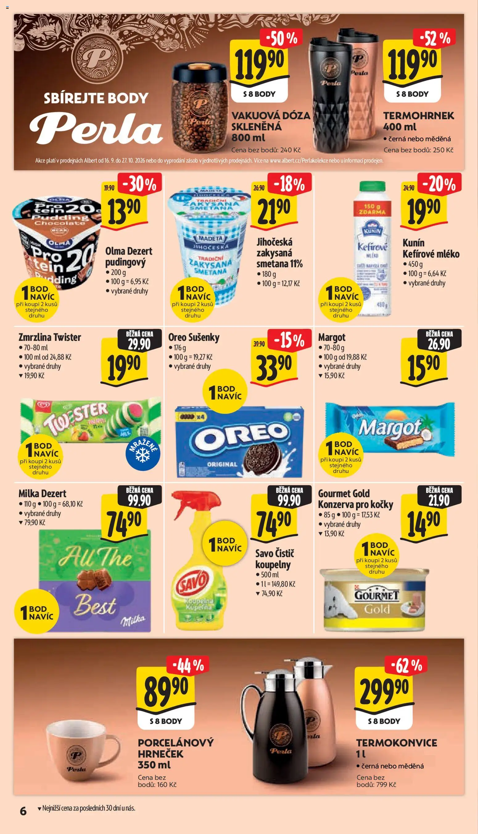 Albert leták - Supermarket - Šumperk od 16.09.2026 | Strana: 16 | Produkty: Kefírové mléko, Zmrzlina, Oreo, Body