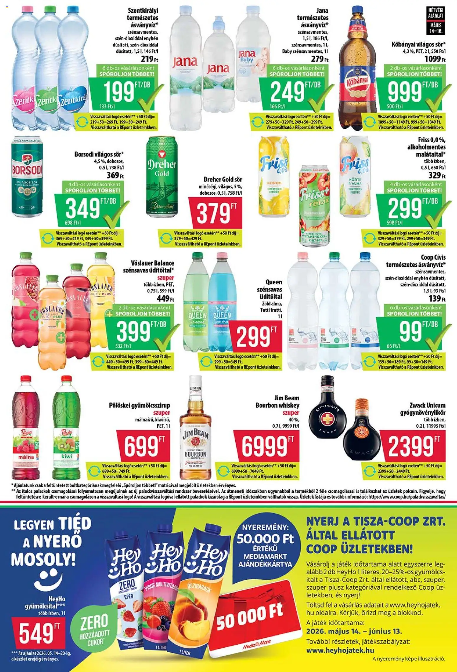 COOP Szolnok akciós ujság - amely érvényes a következő dátumtól: 14.05.2026 | Oldal: 9 | Termékek: Málna, Gyümölcs, Whiskey, Cukor