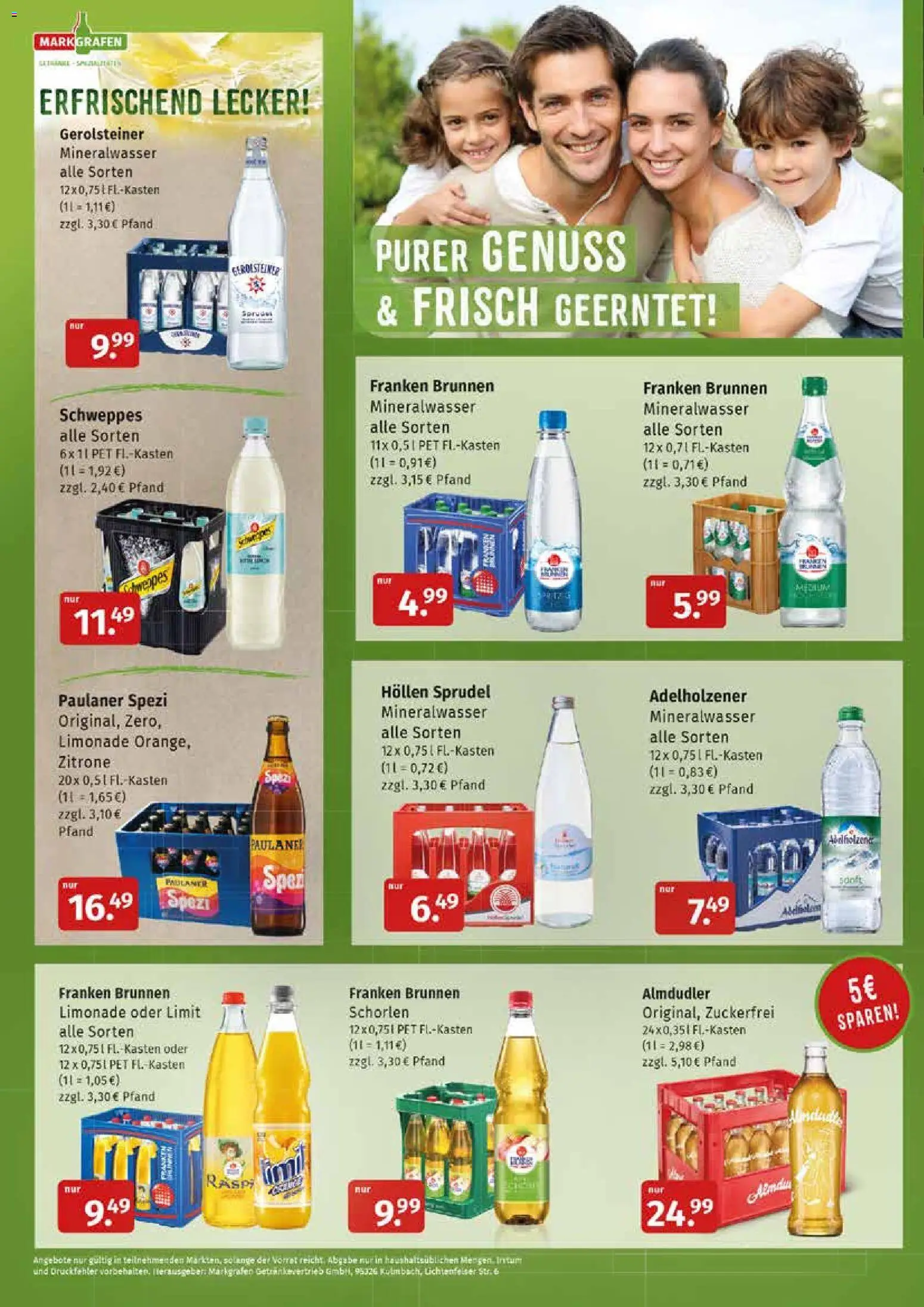 Markgrafen Prospekt – gültig ab 31.08.2026 | Seite: 6 | Produkte: Adelholzener, Schweppes, Mineralwasser, Gerolsteiner