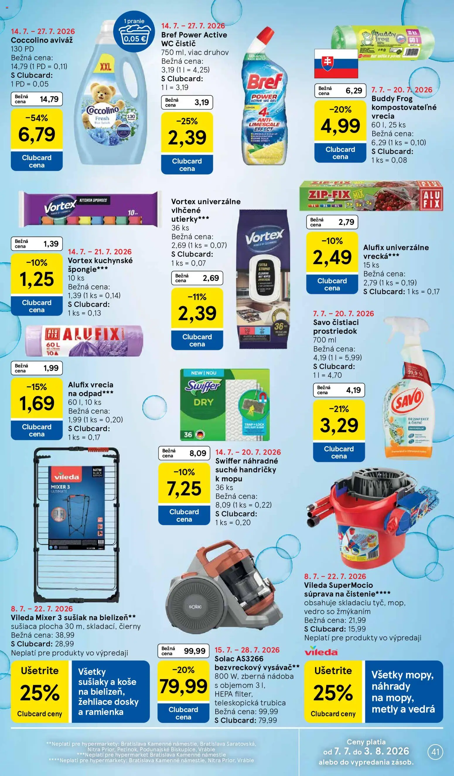 Nové Tesco akcie – leták je platný od 15.07.2026 | Strana: 41 | Produkty: Bezvreckový vysávač, Mixér, Vysávač, Aviváž