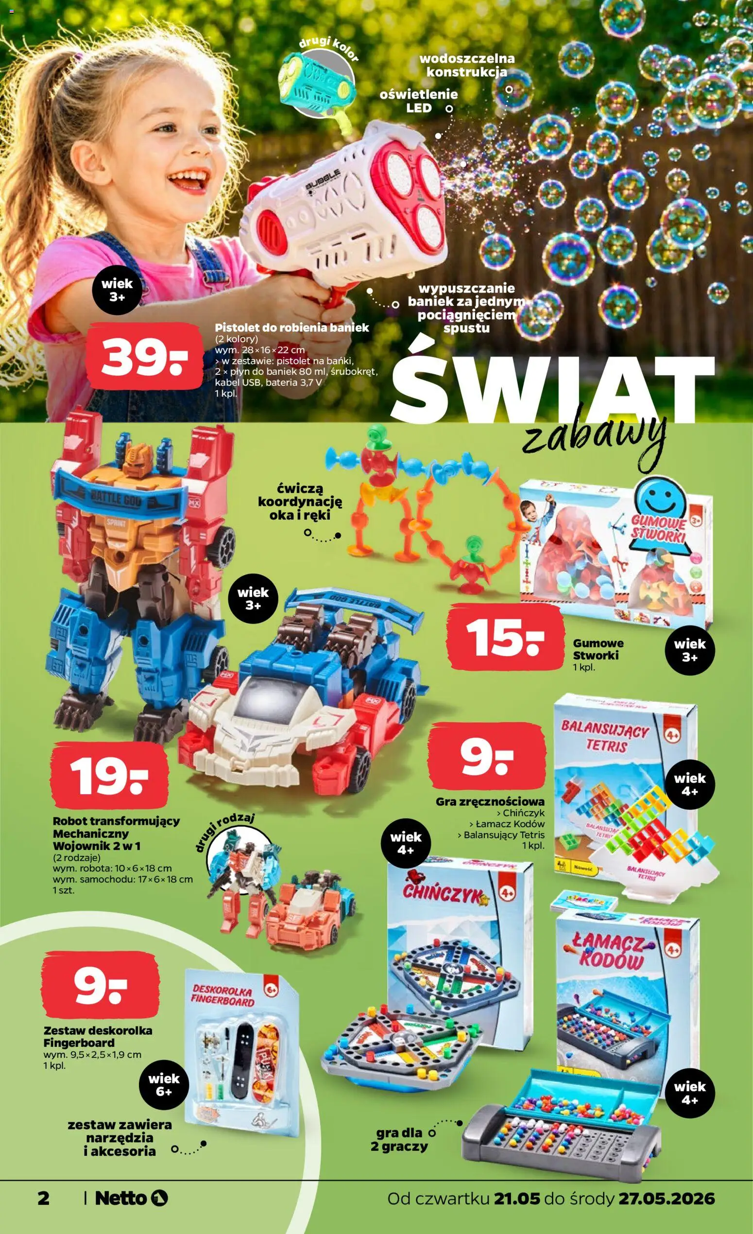 Netto gazetka od czwartku NonFood od 21.05.2026 | Strona: 2 | Produkty: Kabel, Robot, Deskorolka, Bateria
