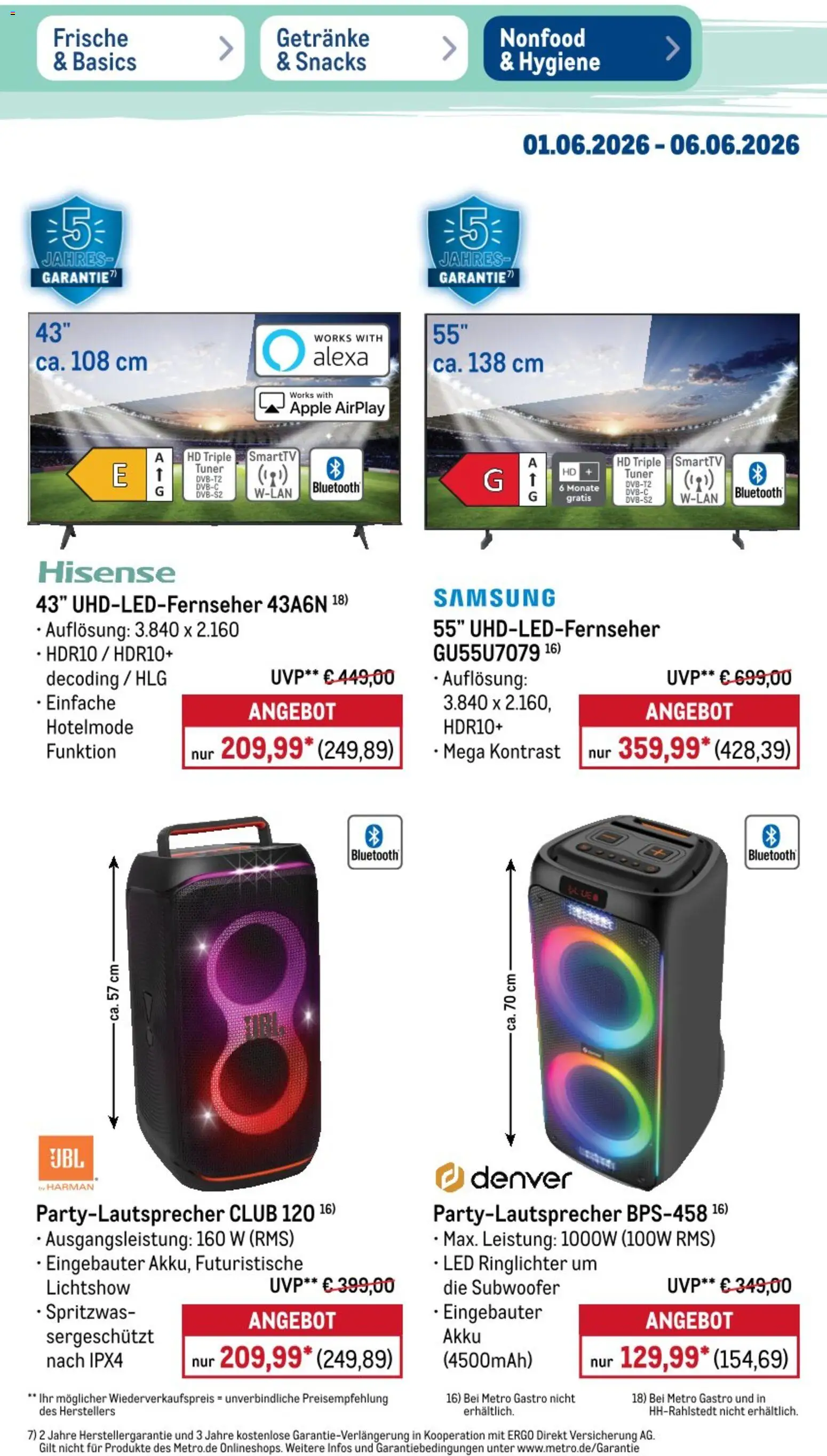 Metro NonFood-Angebote – gültig ab 01.06.2026 | Seite: 12 | Produkte: Hisense, Samsung, Apple