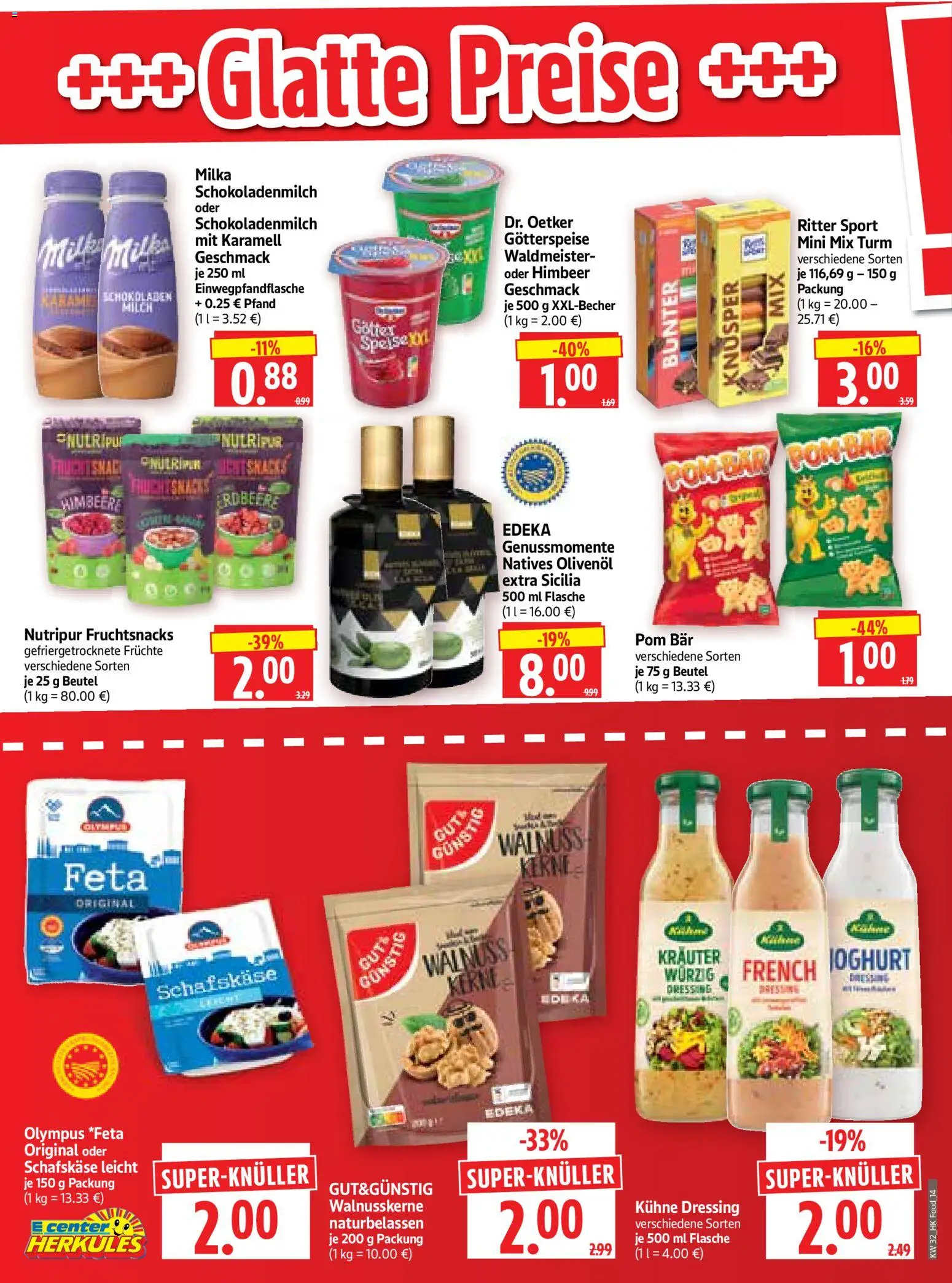 HERKULES Prospekt – gültig ab 03.08.2026 | Seite: 14 | Produkte: Feta, Olivenol, Dressing, Milka