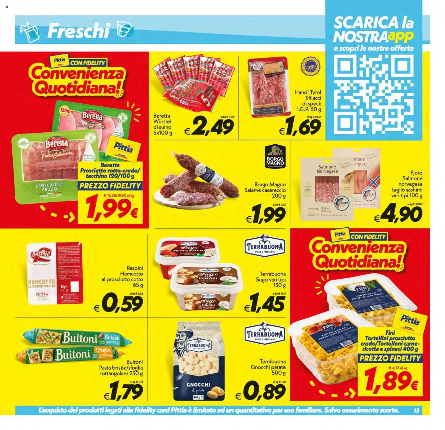 Volantino SuperConveniente del 01/09/2026 | Pagina: 13 | Prodotti: Salmone, Taglio, Ricotta, Tortelloni
