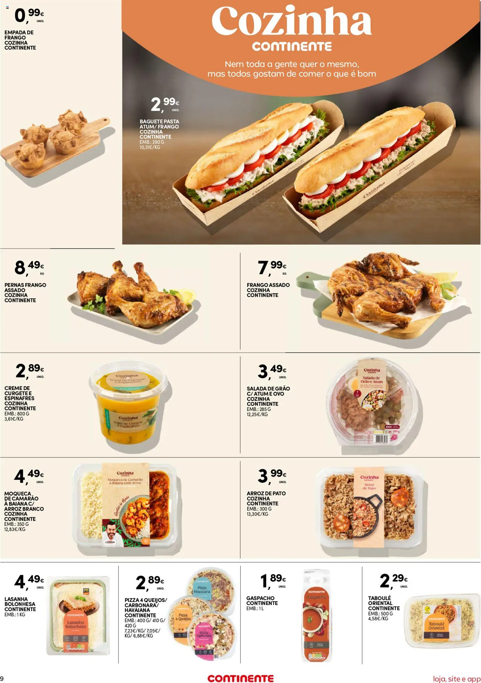 Continente Semanal Continente Bom Dia │ válido de 16.06.2026 | Página: 9 | Produtos: Curgete, Camarão, Pizza, Arroz