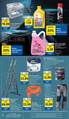 Tesco leták platný od 20.05.2026 | Strana: 44 | Produkty: Autobatéria, Olej, Rebrík