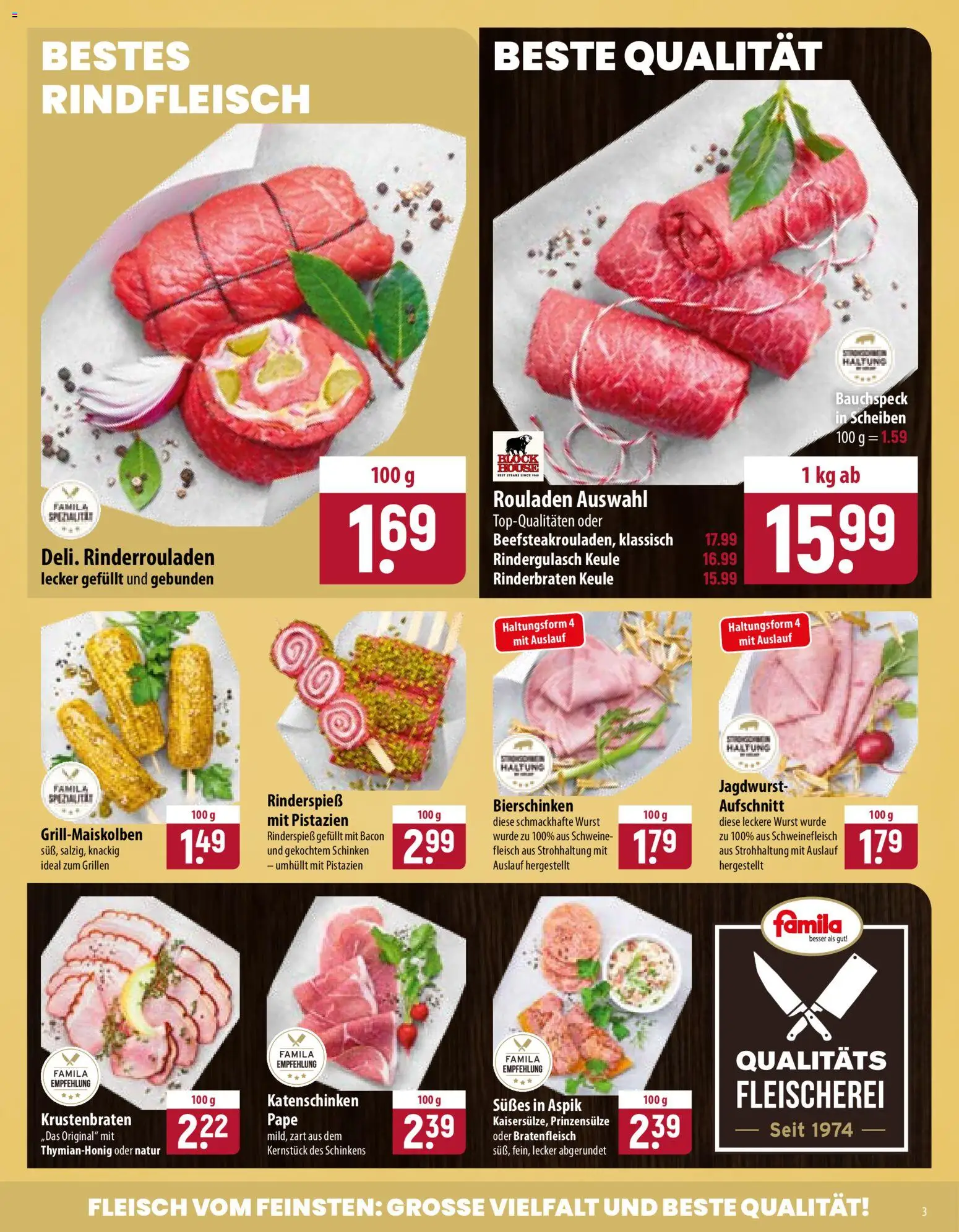 Famila Prospekt – gültig ab 15.06.2026 | Seite: 3 | Produkte: Rinderbraten, Rindergulasch, Pistazien, Schweinefleisch