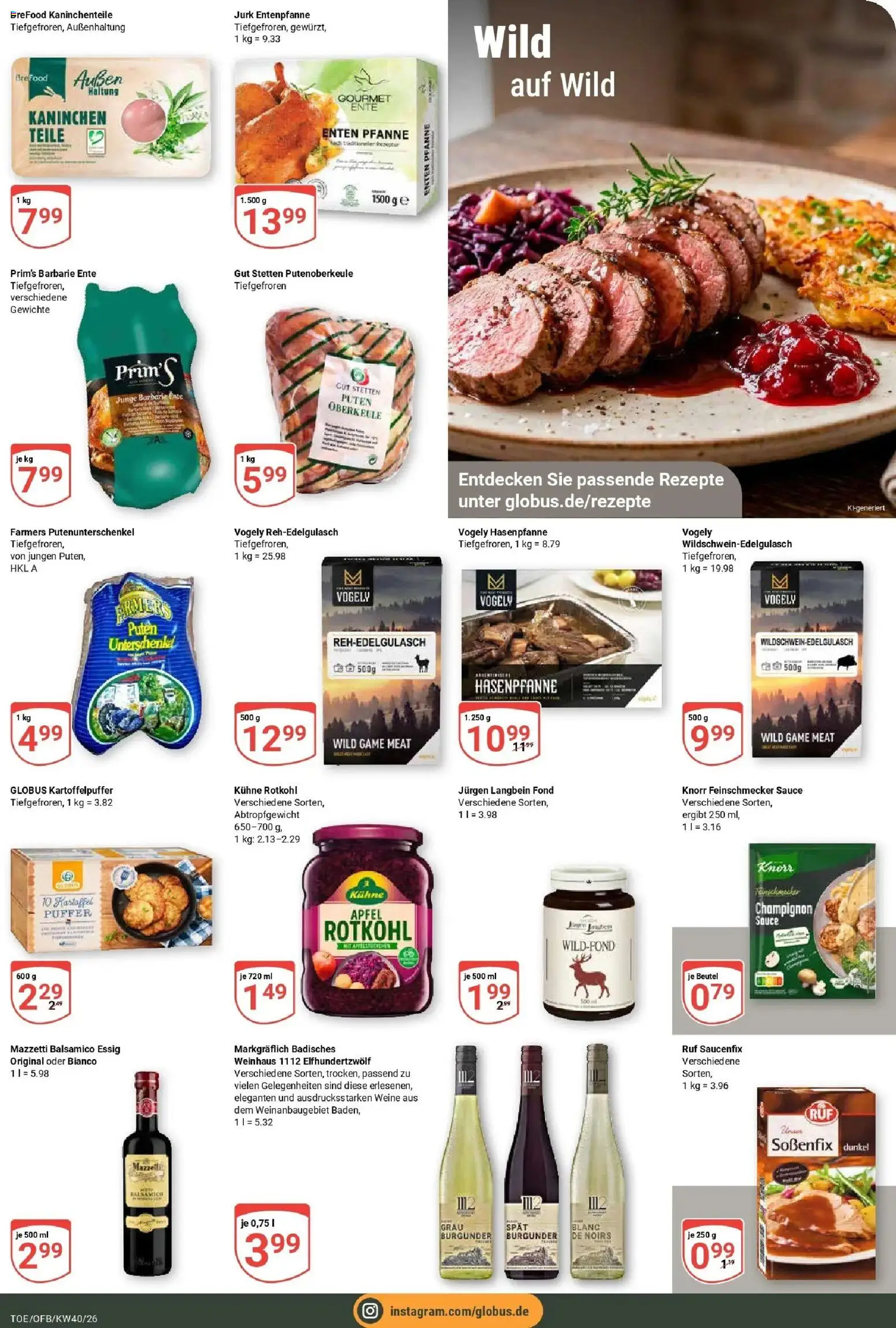 Globus Prospekt Tönisvorst (ab 28.09.2026) » Angebote online | Seite: 13 | Produkte: Rotkohl, Essig, Äpfel, Ente