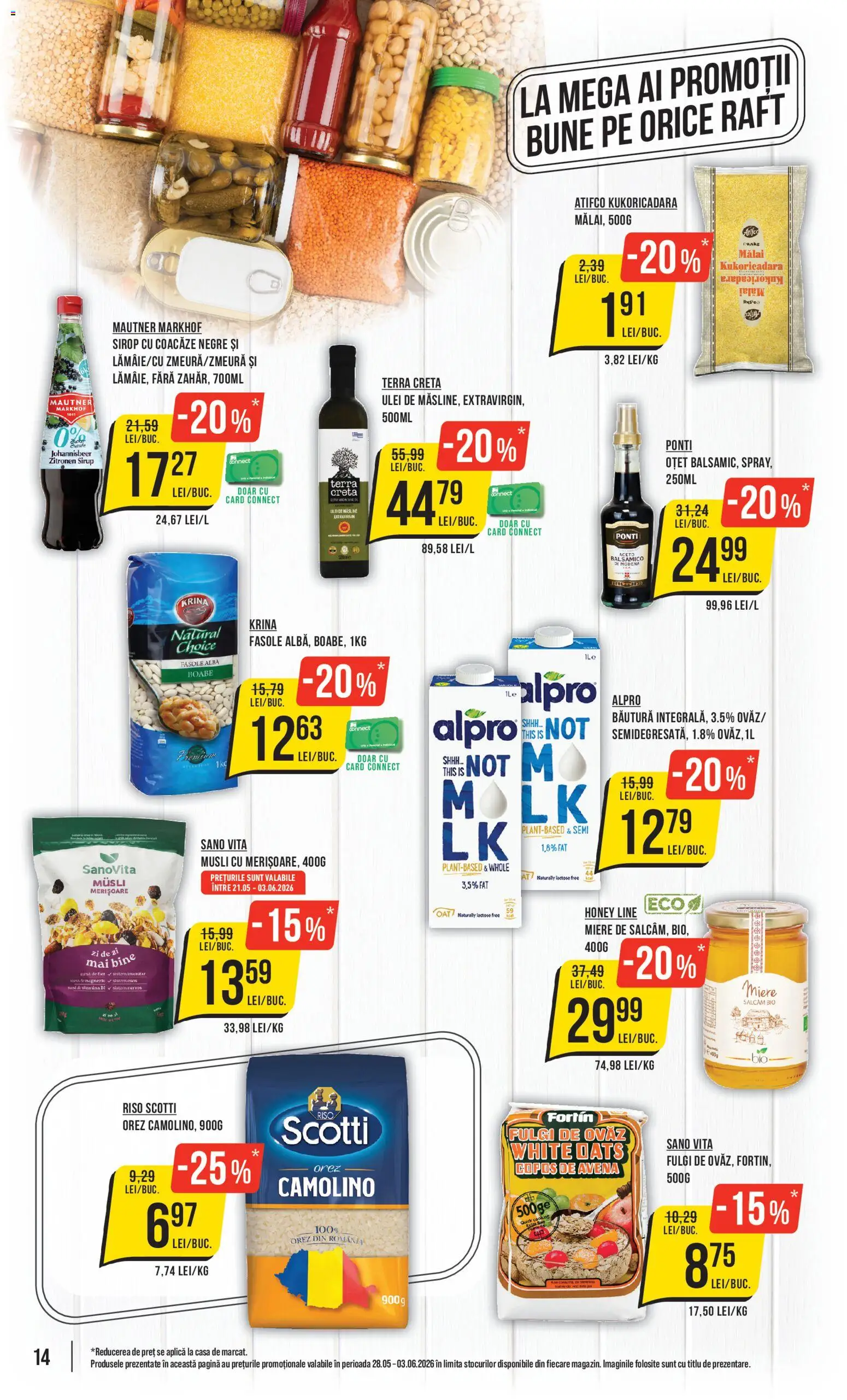 Noul catalog Mega Image – valabil de la 28.05.2026 | Pagină: 14 | Produse: Raft, Oțet, Fasole albă, Çocuk sutyeni