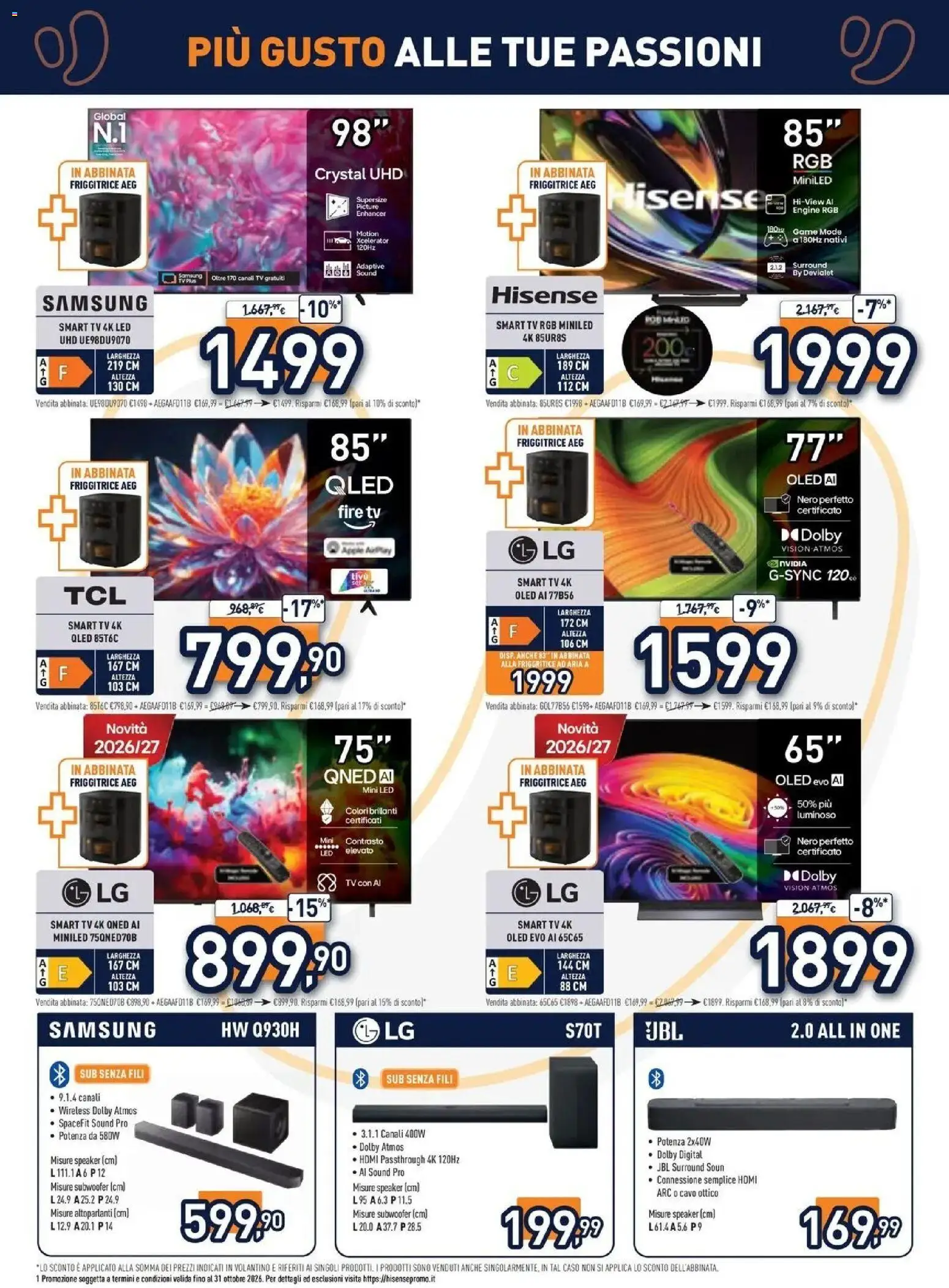 Volantino Unieuro del 12/10/2026 | Pagina: 2 | Prodotti: TV, Cavo, Speaker, Friggitrice