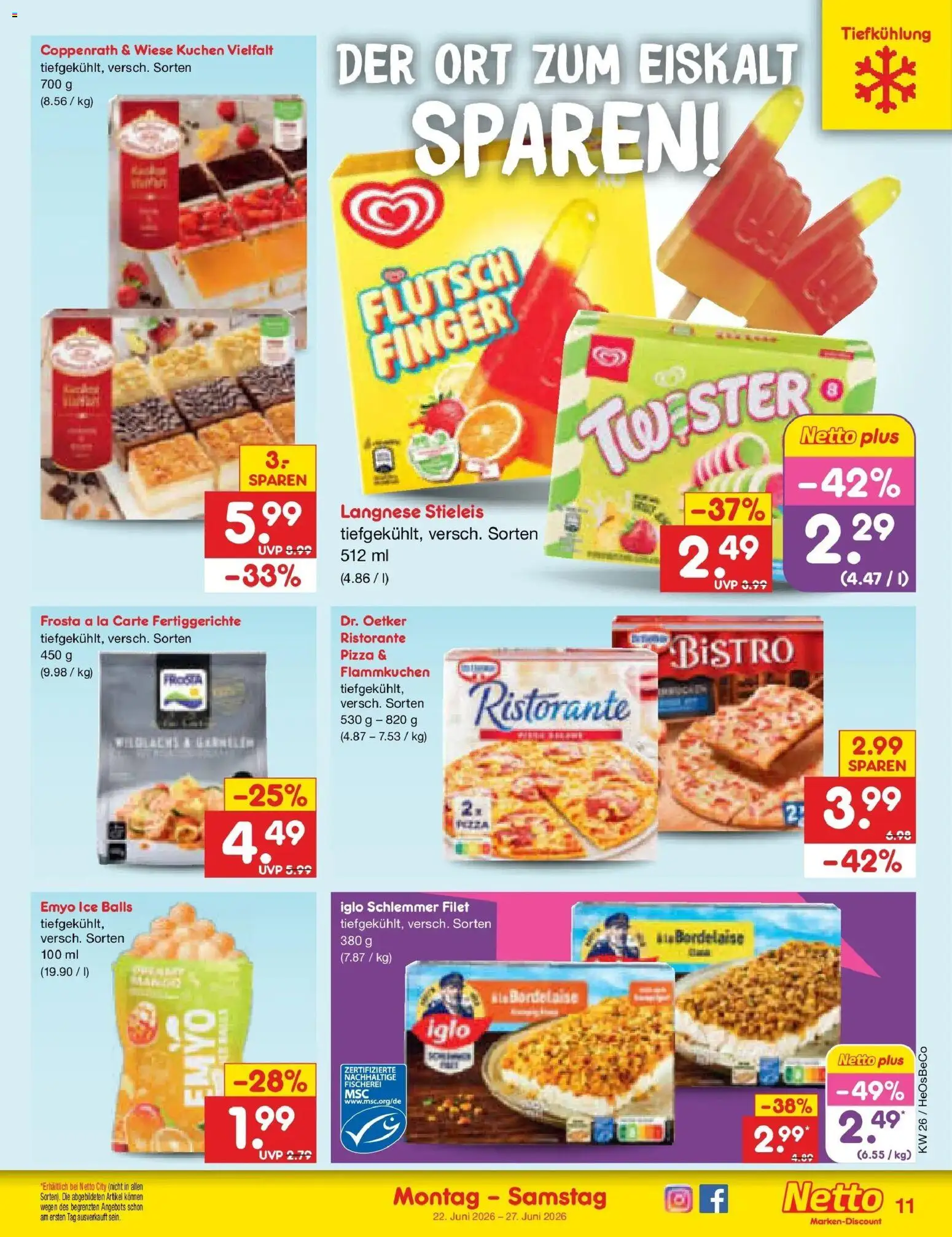 Netto Marken-Discount Prospekt Kremmen – gültig ab 21.06.2026 | Seite: 13 | Produkte: Ristorante, Langnese, Frosta, Pizza