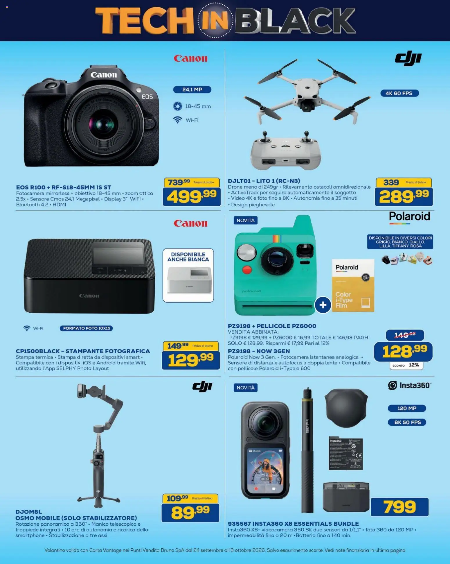 Volantino BRUNO del 24/09/2026 | Pagina: 9 | Prodotti: Drone, Smartphone, Videocamera, Stampa