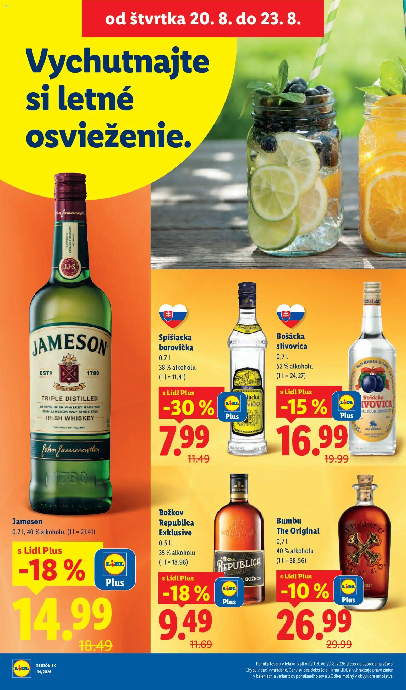 Nové Lidl akcie – leták je platný od 17.08.2026 | Strana: 74 | Produkty: Borovička, Božkov, Slivovica, Rum