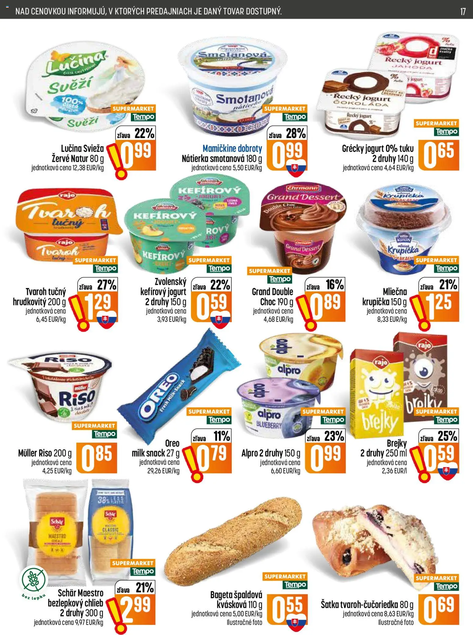 Nové COOP Jednota akcie – leták je platný od 23.07.2026 | Strana: 17 | Produkty: Jogurt, Chlieb, Tvaroh, Šatka