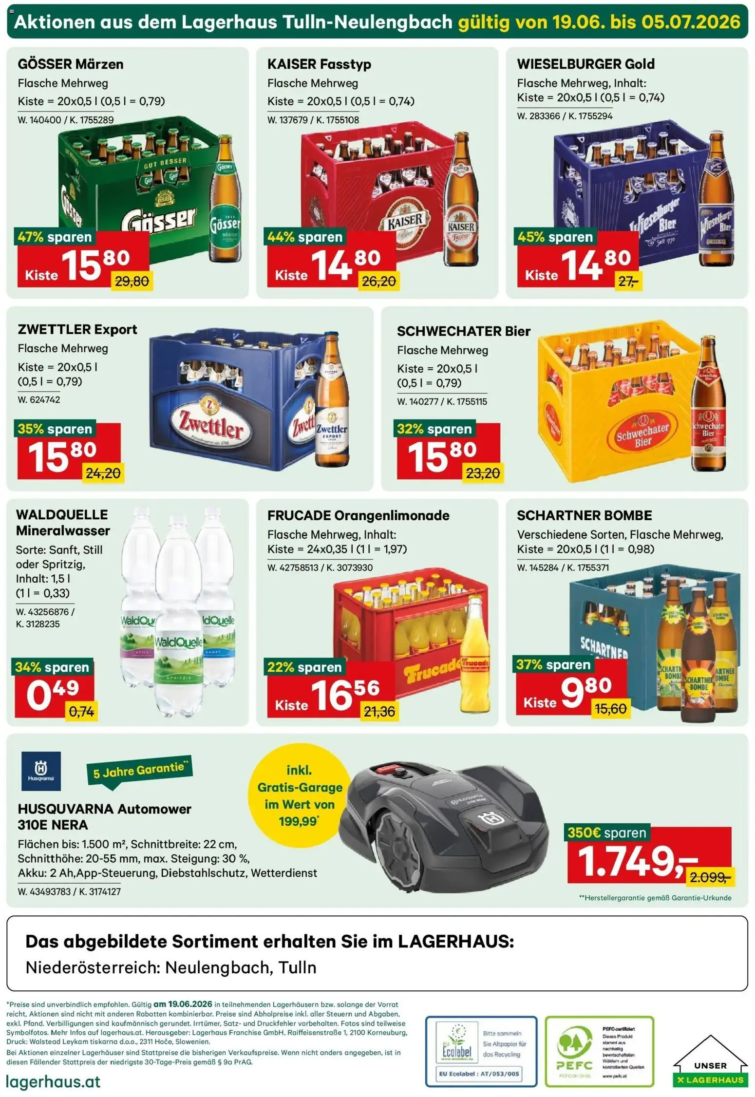 Lagerhaus Wochen Angebote gültig ab 19.06.2026 | Seite: 4 | Produkte: Bier