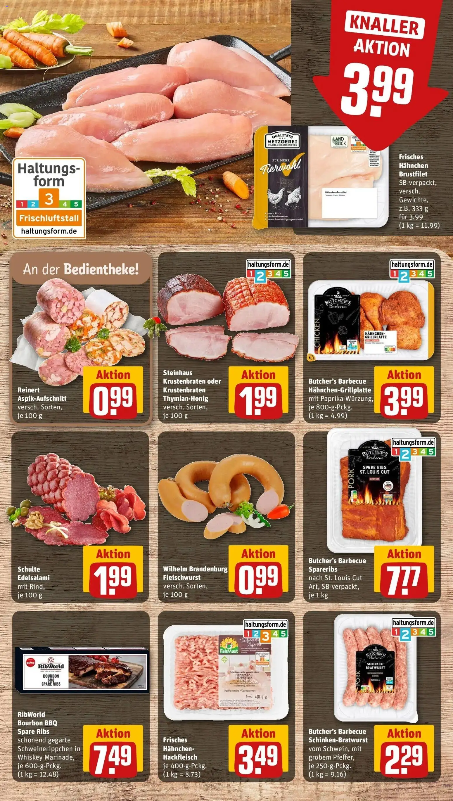 REWE Prospekt ab 17.08.2026 zum Blättern » Angebote | Seite: 11 | Produkte: Hahnchen, Bratwurst, Spare ribs, Schinken