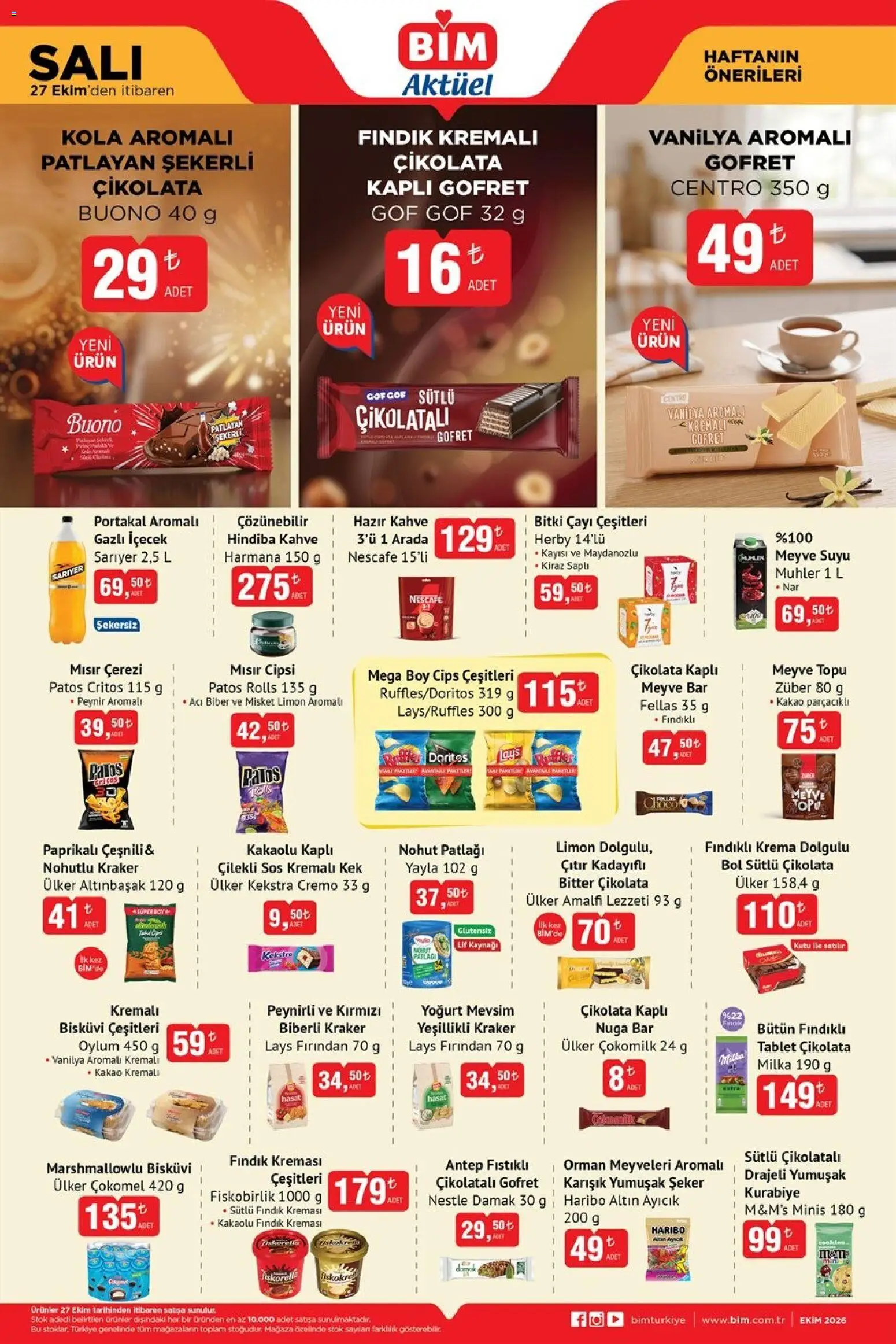 BİM - Katalog Salı - 27 Ekim 2026 tarihinden itibaren geçerlidir | Sayfa: 2 | Ürünler: Portakal, Tablet çikolata, Meyve, Kiraz