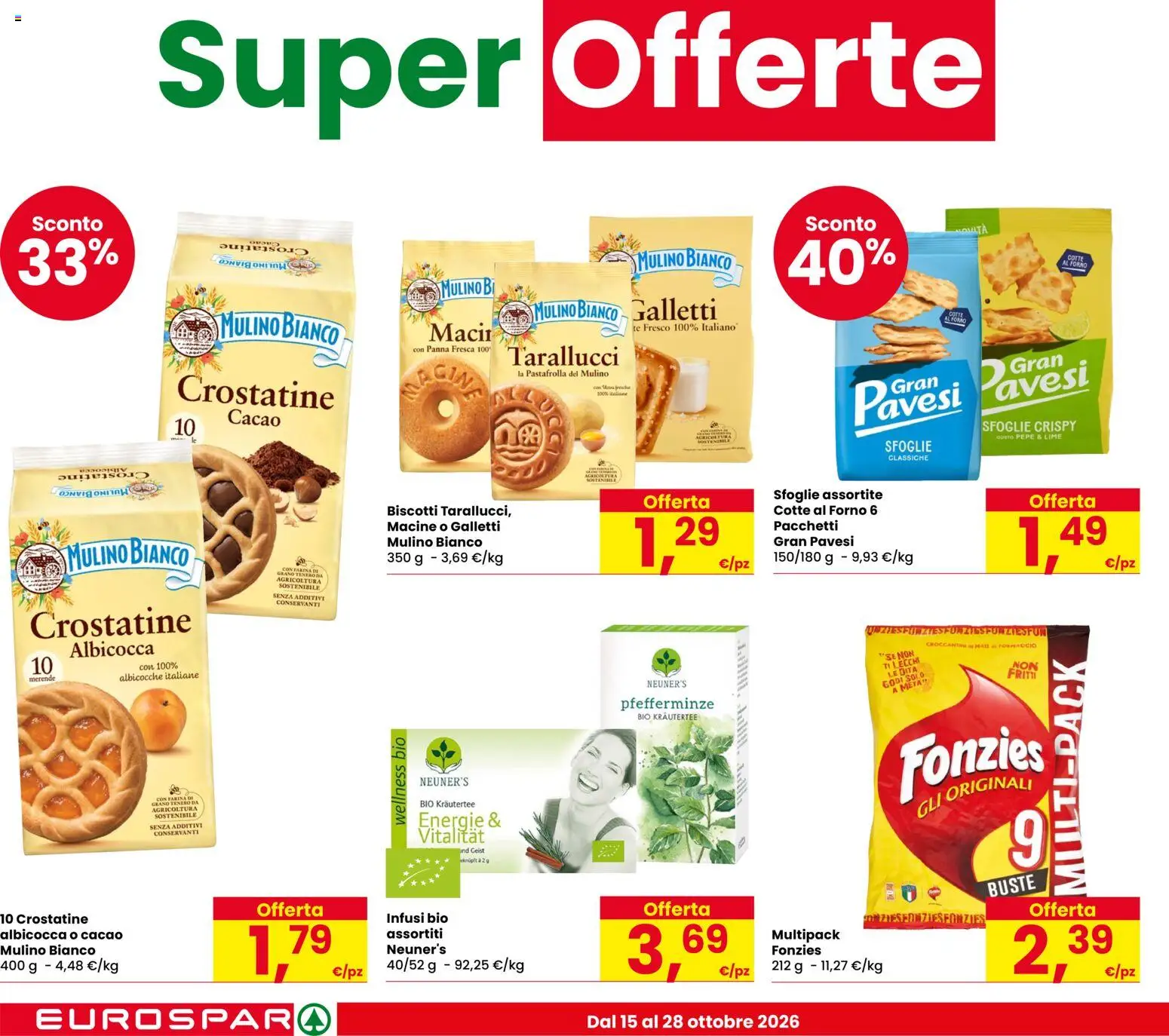 Volantino Eurospar del 15/10/2026 | Pagina: 12 | Prodotti: Panna, Biscotti, Cacao, Albicocche
