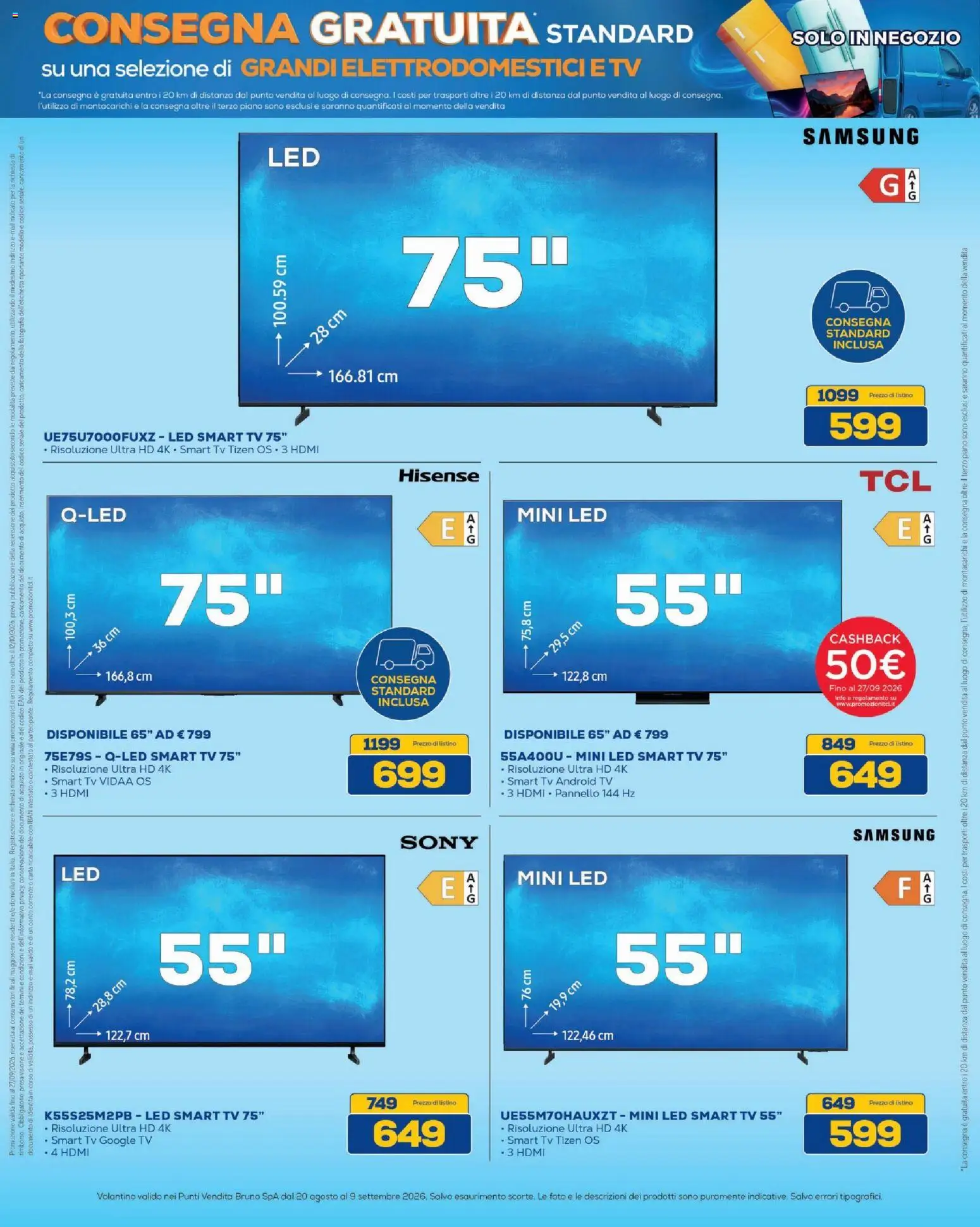 Volantino BRUNO del 20/08/2026 | Pagina: 20 | Prodotti: smart TV, TV, Presa, Samsung