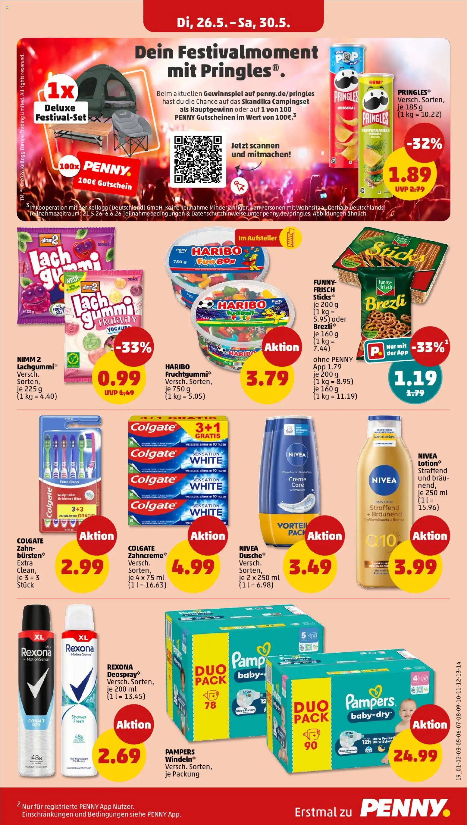 Penny Prospekt – gültig ab 26.05.2026 | Seite: 21 | Produkte: Funny frisch, Pampers, Creme, Body Lotion