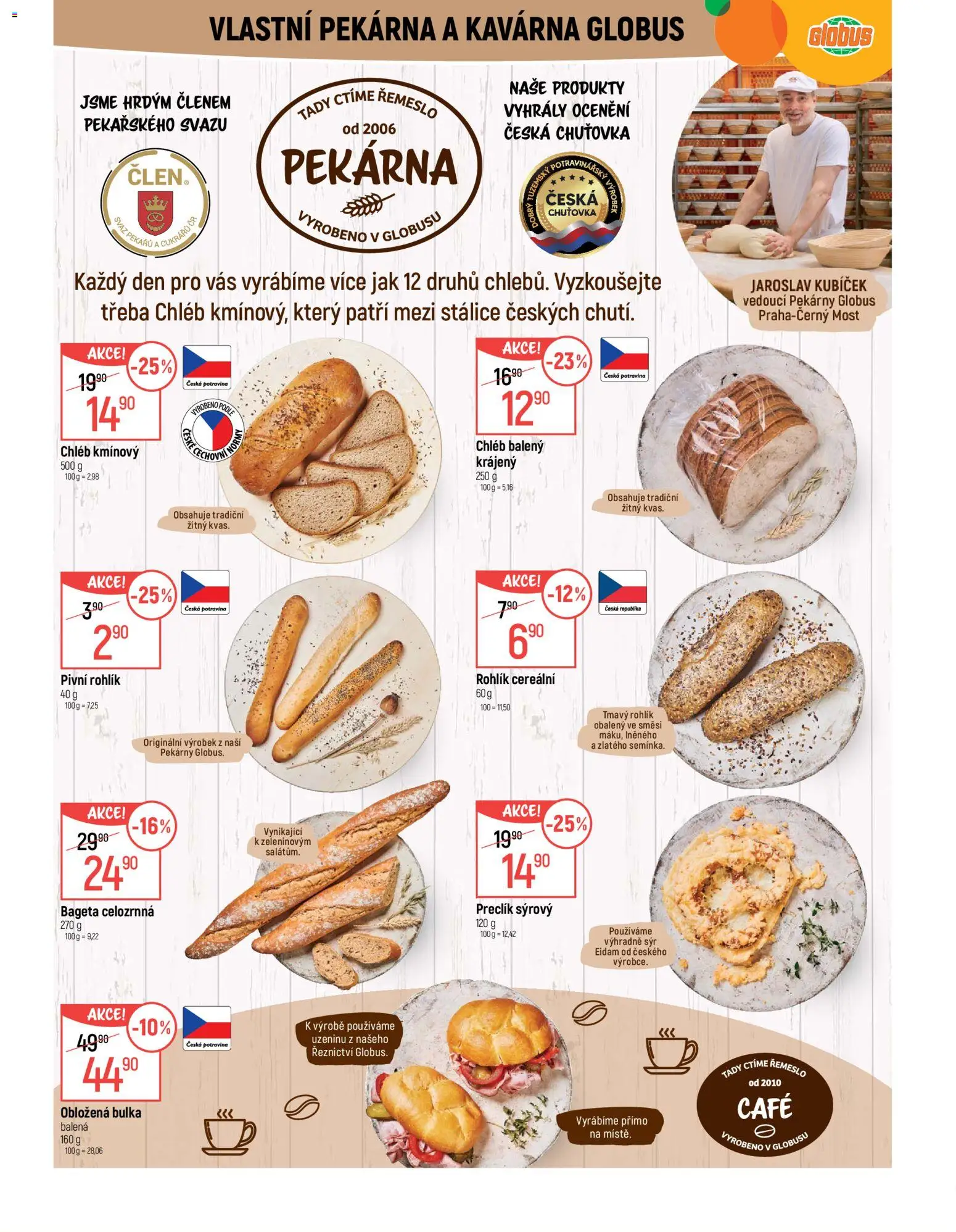 Globus leták - Praha Černý Most od 10.06.2026 | Strana: 4 | Produkty: Chléb, Mošt, Eidam, Bageta