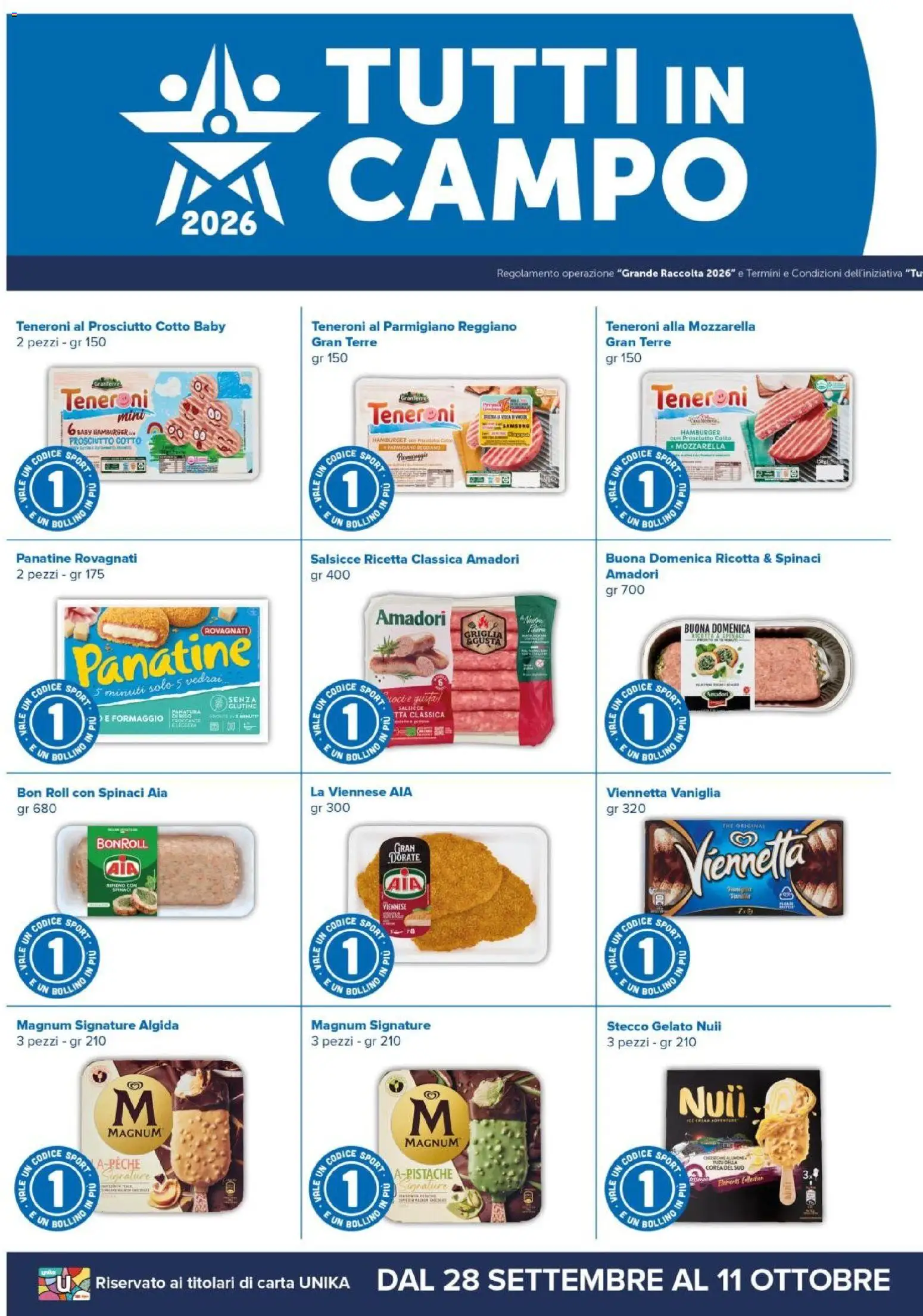 Volantino Oasi del 27/09/2026 | Pagina: 4 | Prodotti: Vaniglia, Magnum, Spinaci, Ricotta