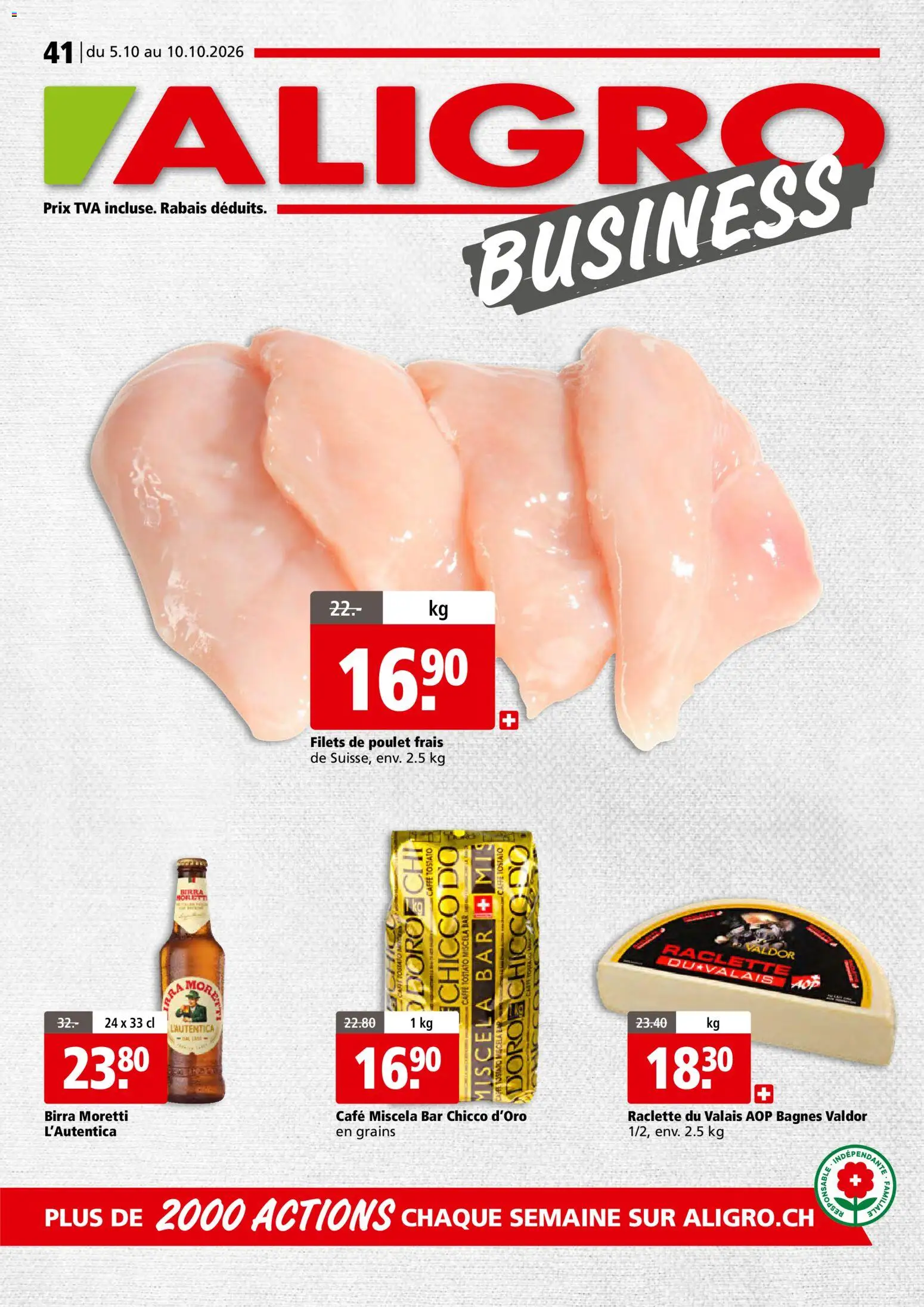 Aligro aktionen Business Chavannes, Matran, Genève, Sion – gültig ab 05.10.2026 | Seite: 1 | Produkte: Raclette