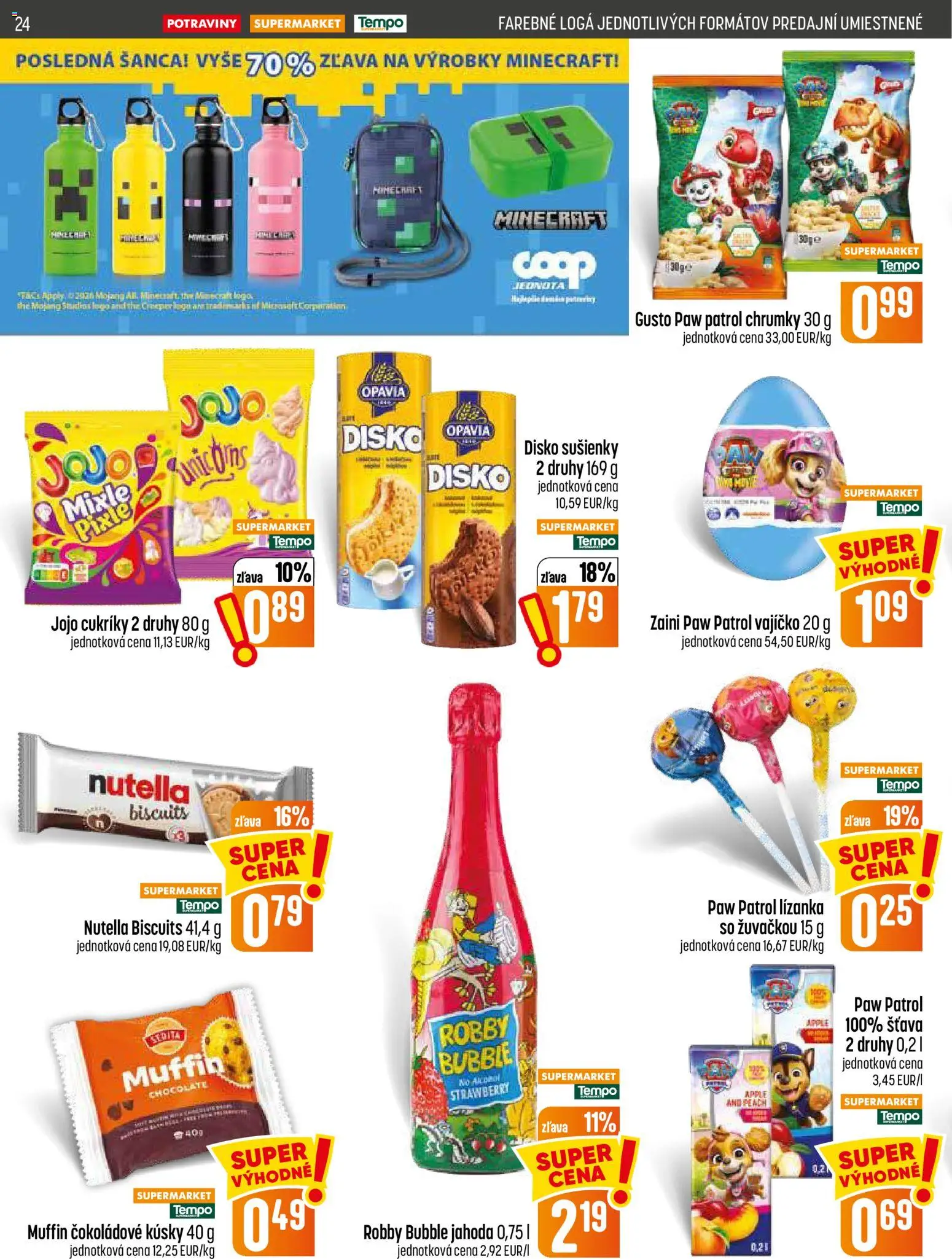 Nové COOP Jednota akcie – leták je platný od 03.09.2026 | Strana: 24 | Produkty: Sušienky, Apple, Cukríky, Šťava