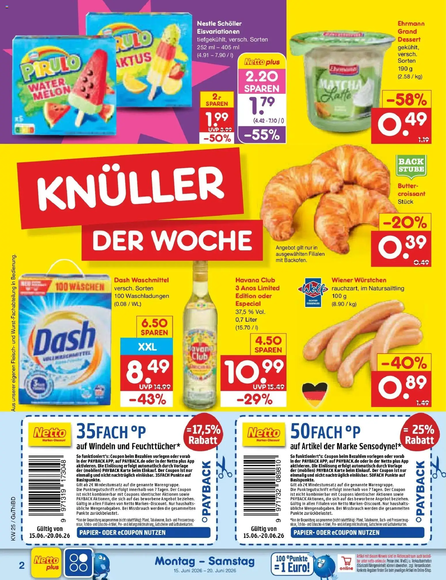 Netto Marken-Discount Prospekt Augustusburg – gültig ab 14.06.2026 | Seite: 2 | Produkte: Havana club, Wiener wurstchen, Butter, Croissant