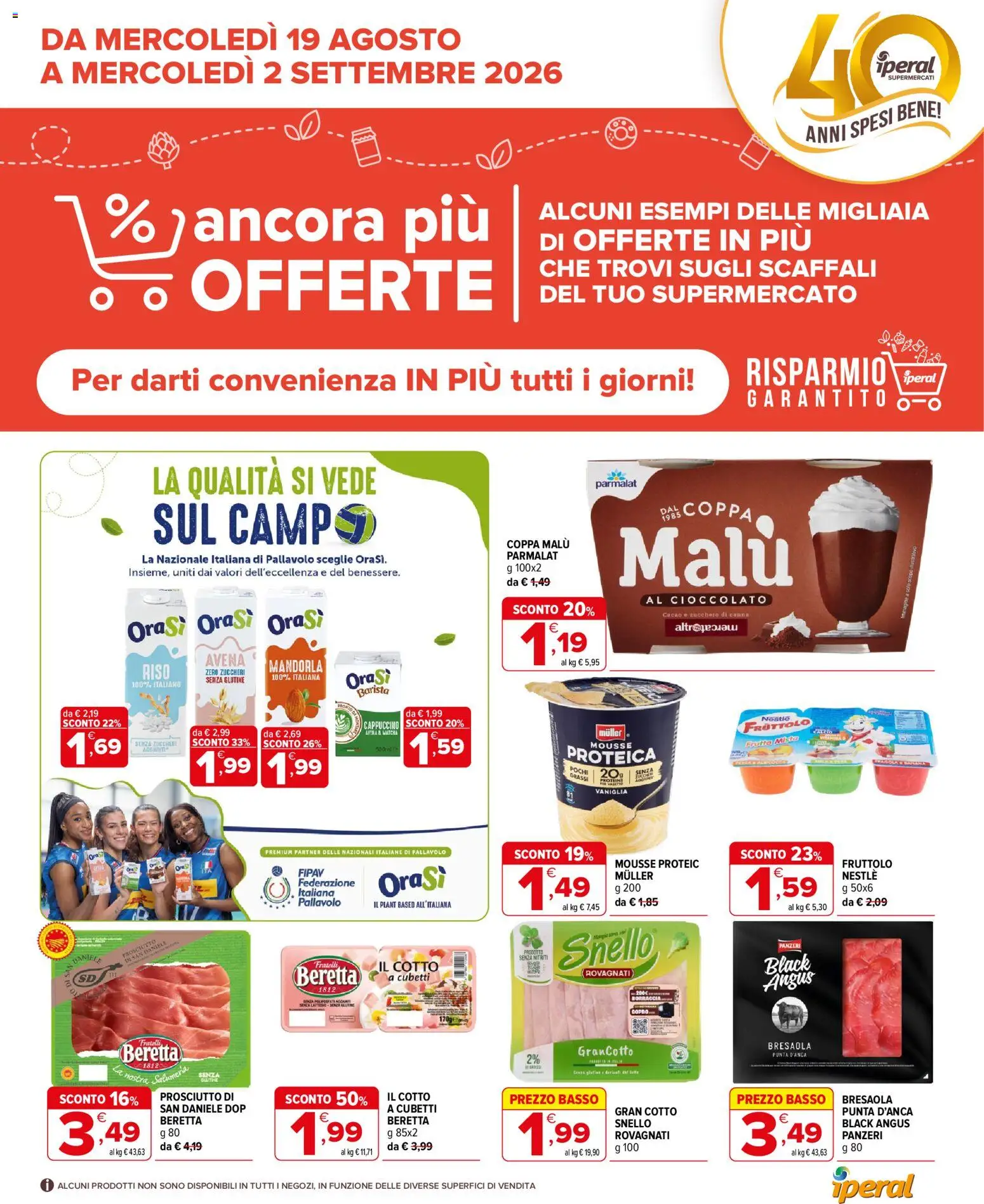 Volantino Iperal del 19/08/2026 | Pagina: 1 | Prodotti: Cappuccino, Cioccolato, Riso, Basso