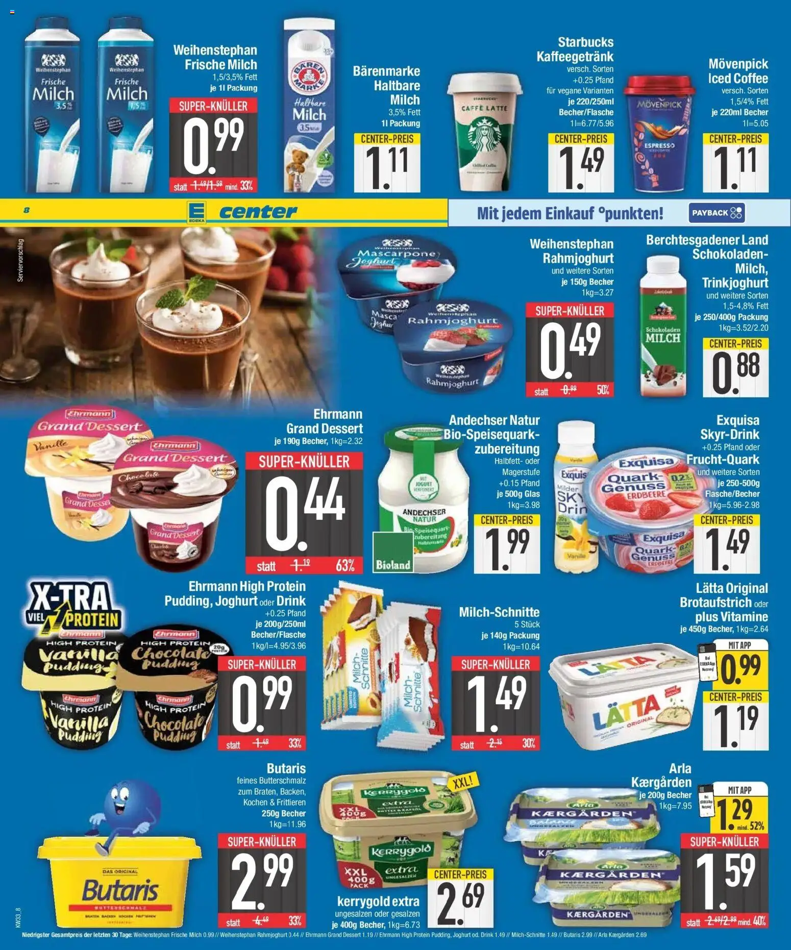 Edeka Prospekt Krumbach (ab 10.08.2026) » Angebote Online | Seite: 8 | Produkte: Butterschmalz, Ehrmann grand dessert, Milch 3,5%, Trinkjoghurt