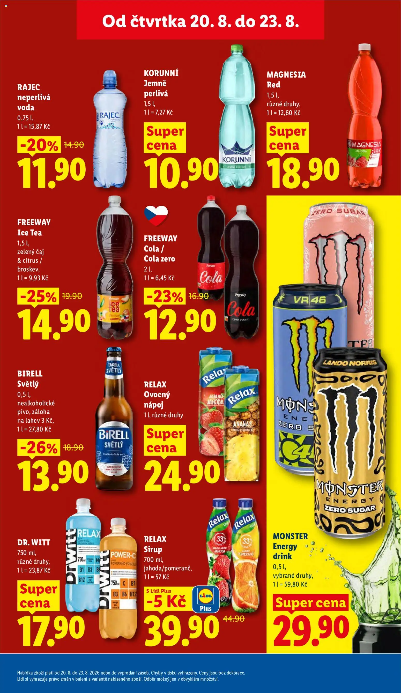 Lidl leták od 20.08.2026 | Strana: 27 | Produkty: Zelený čaj, Magnesia Red, Freeway Cola, Energy drink