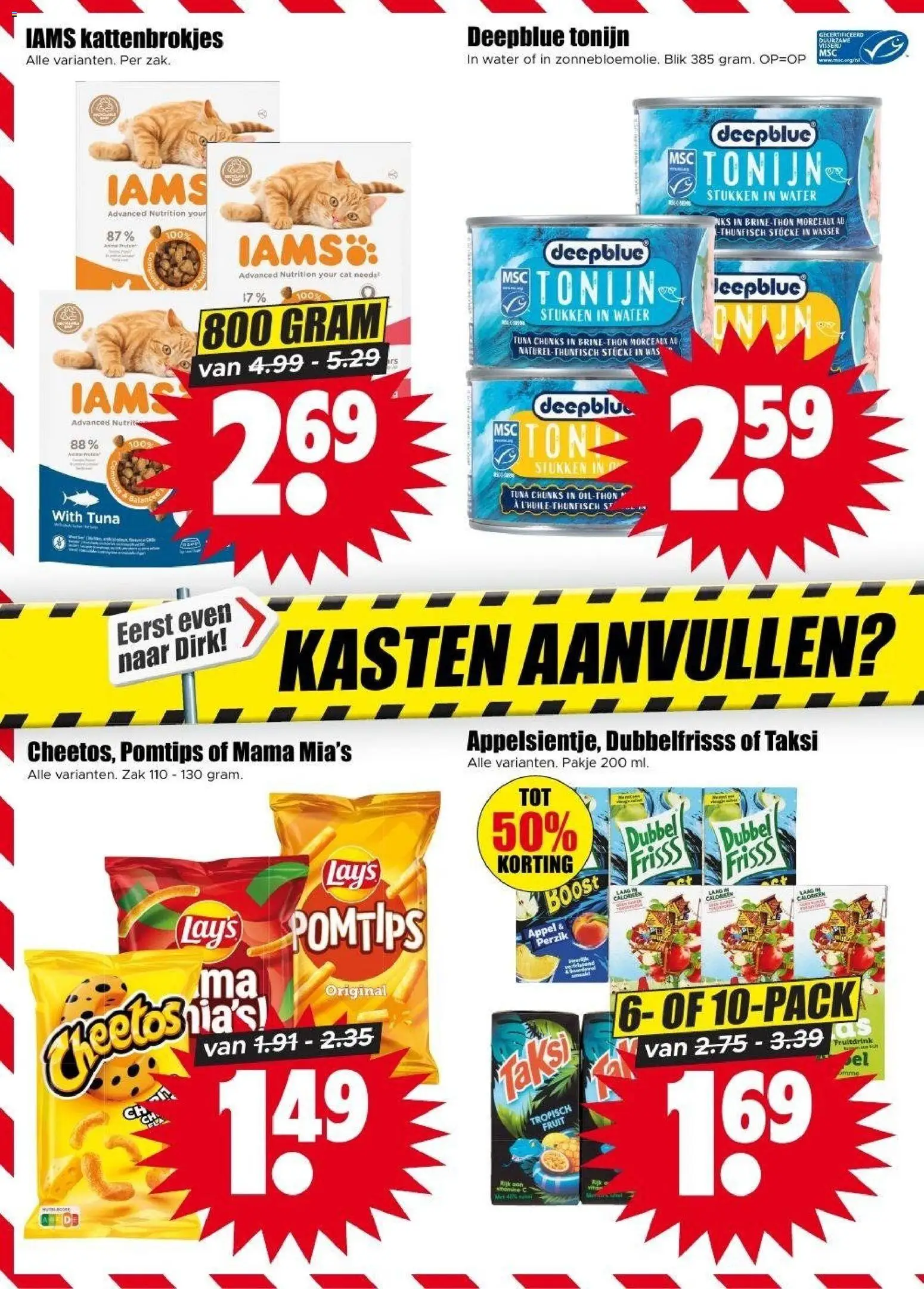 {H1} | Pagina: 16 | Producten: Tropisch fruit, Kattenbrokjes, Was, Boost
