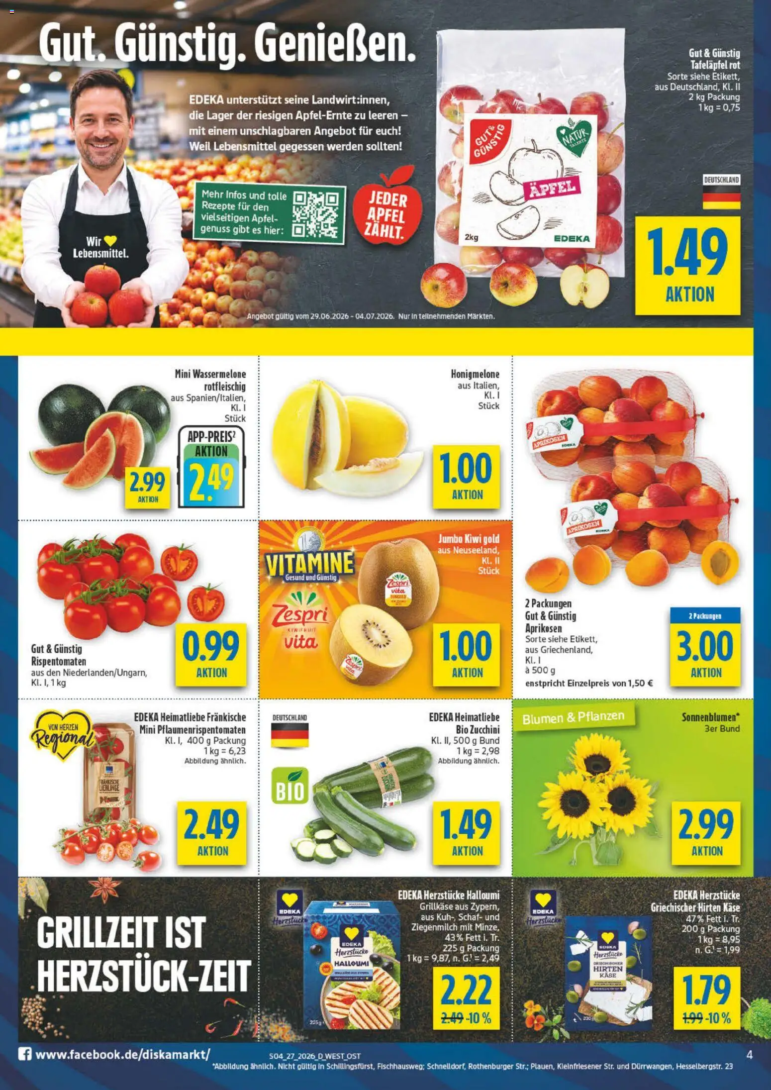 Diska Prospekt – gültig ab 29.06.2026 | Seite: 8 | Produkte: Blumen, Honigmelone, Wassermelone, Zucchini