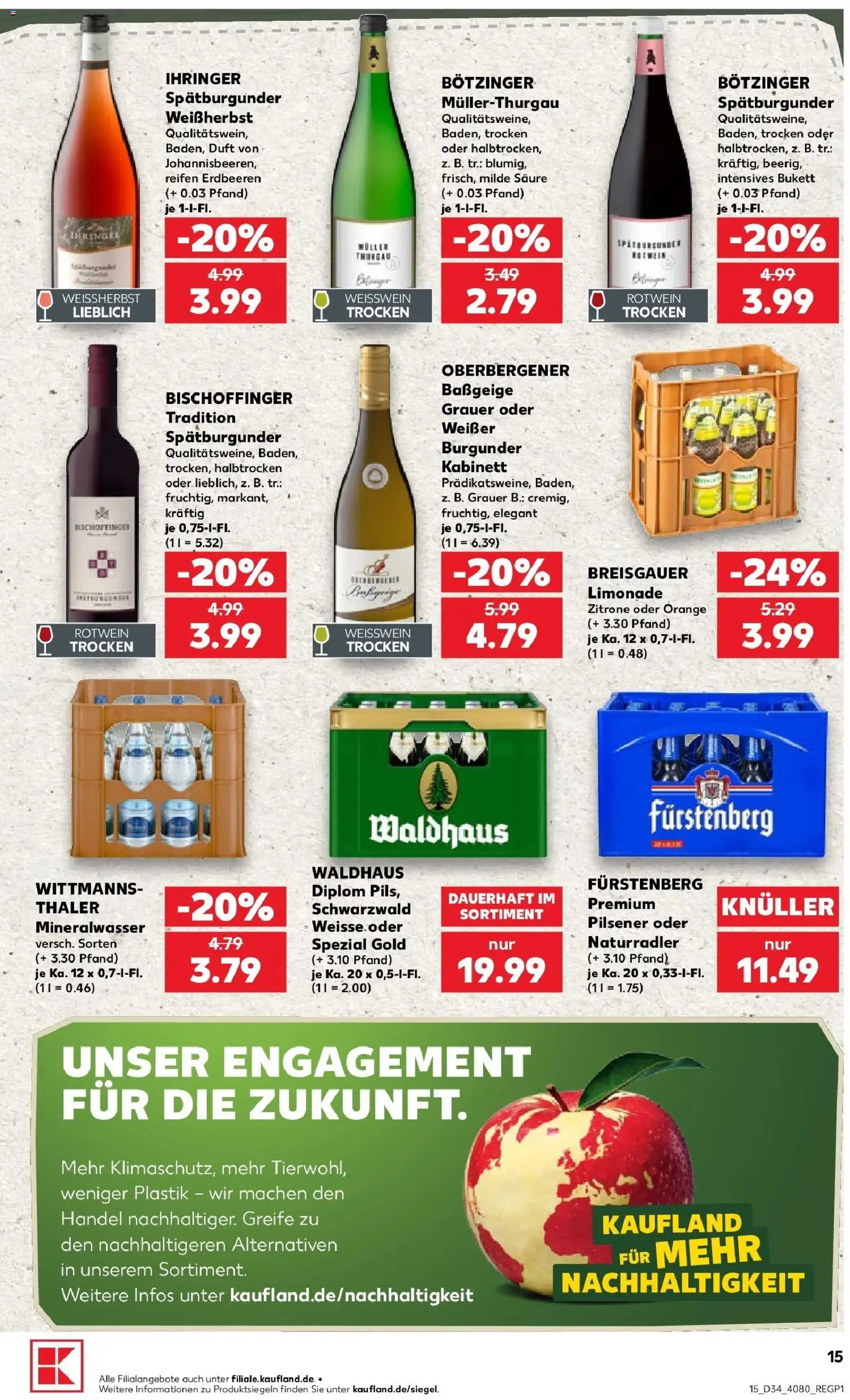 Prospekt Kaufland ab 20.08.2026 » Angebote Online zum Blättern | Seite: 15 | Produkte: Weißwein, Mineralwasser, Zitrone, Erdbeeren