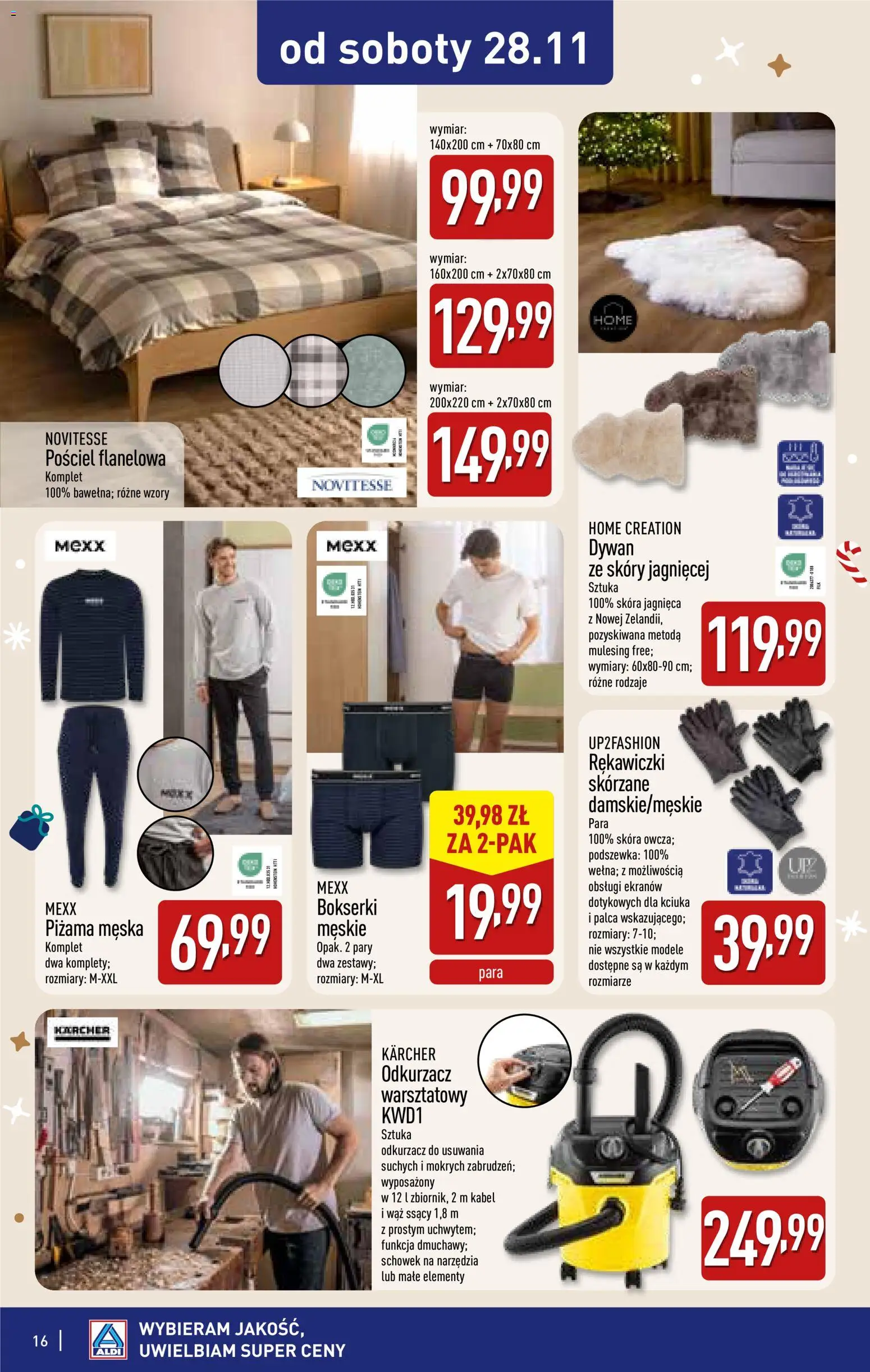 Aldi gazetka - Katalog prezentowy od 28.10.2026 | Strona: 16 | Produkty: Bokserki, Narzędzia, Rękawiczki, Piżama męska