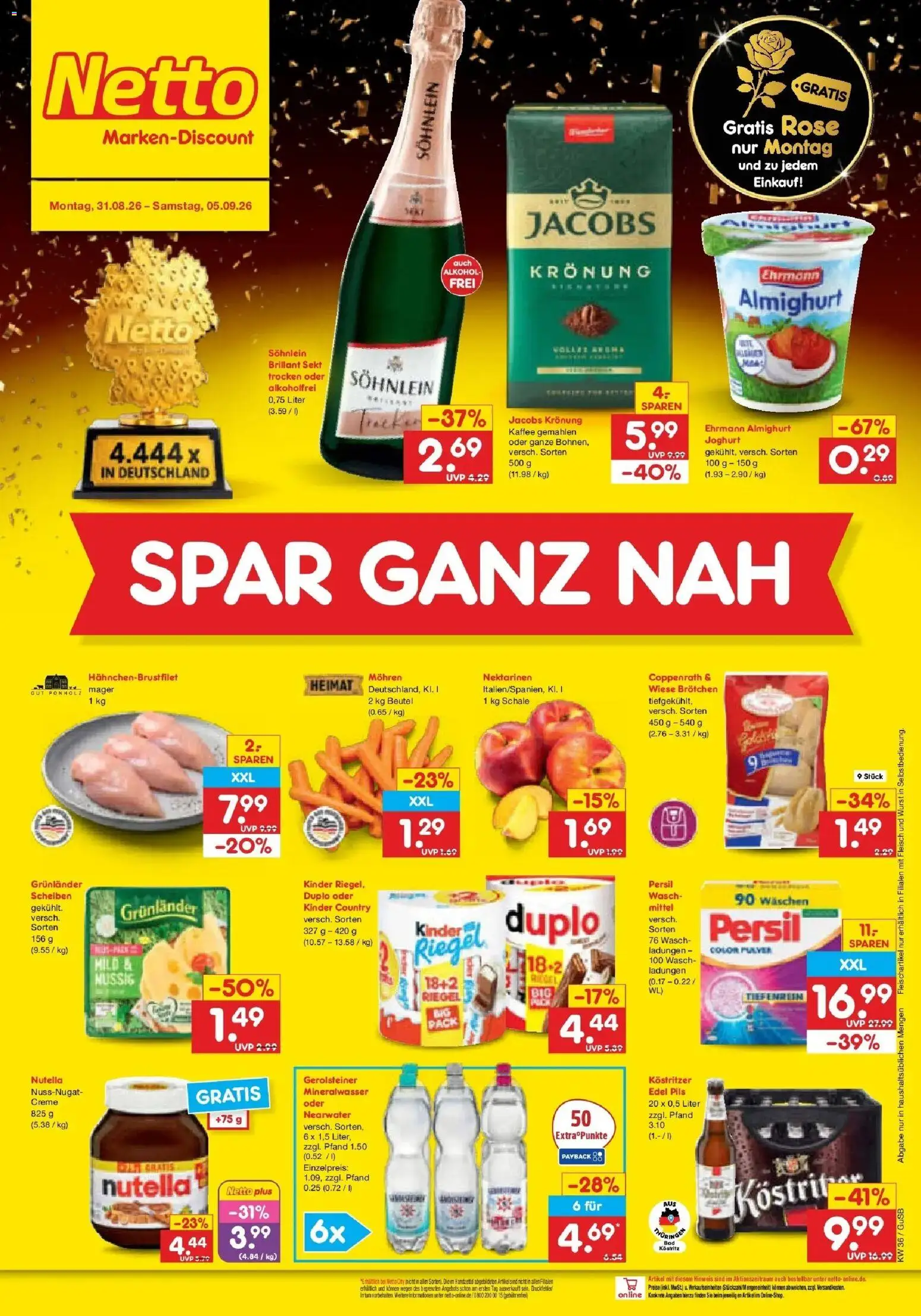 Netto Marken-Discount Prospekt Machern – gültig ab 31.08.2026 | Seite: 2 | Produkte: Nektarinen, Creme, Grunlander, Alkohol