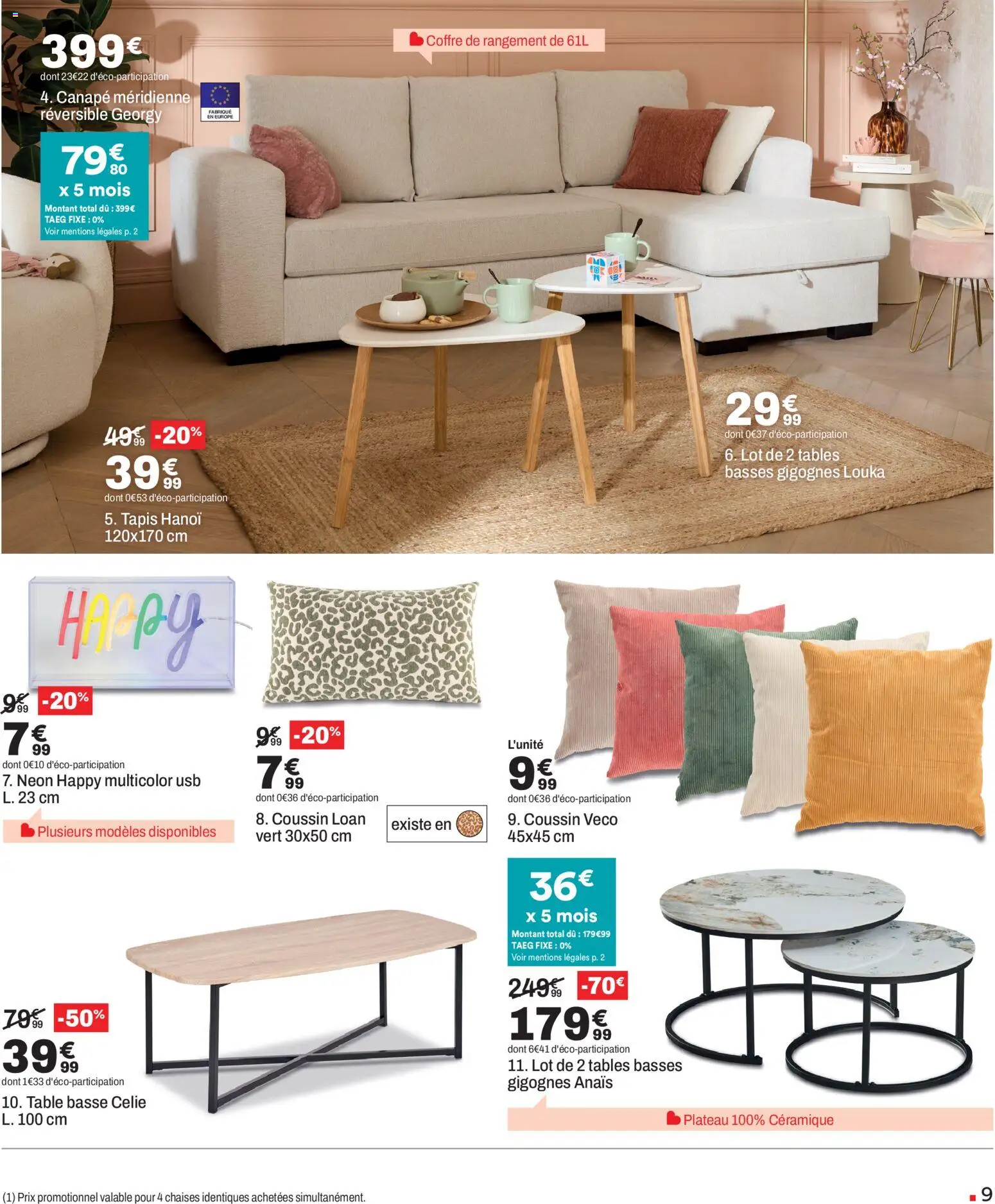 {H1} | Page: 9 | Produits: USB, Plateau, Table basse, Coffre de rangement