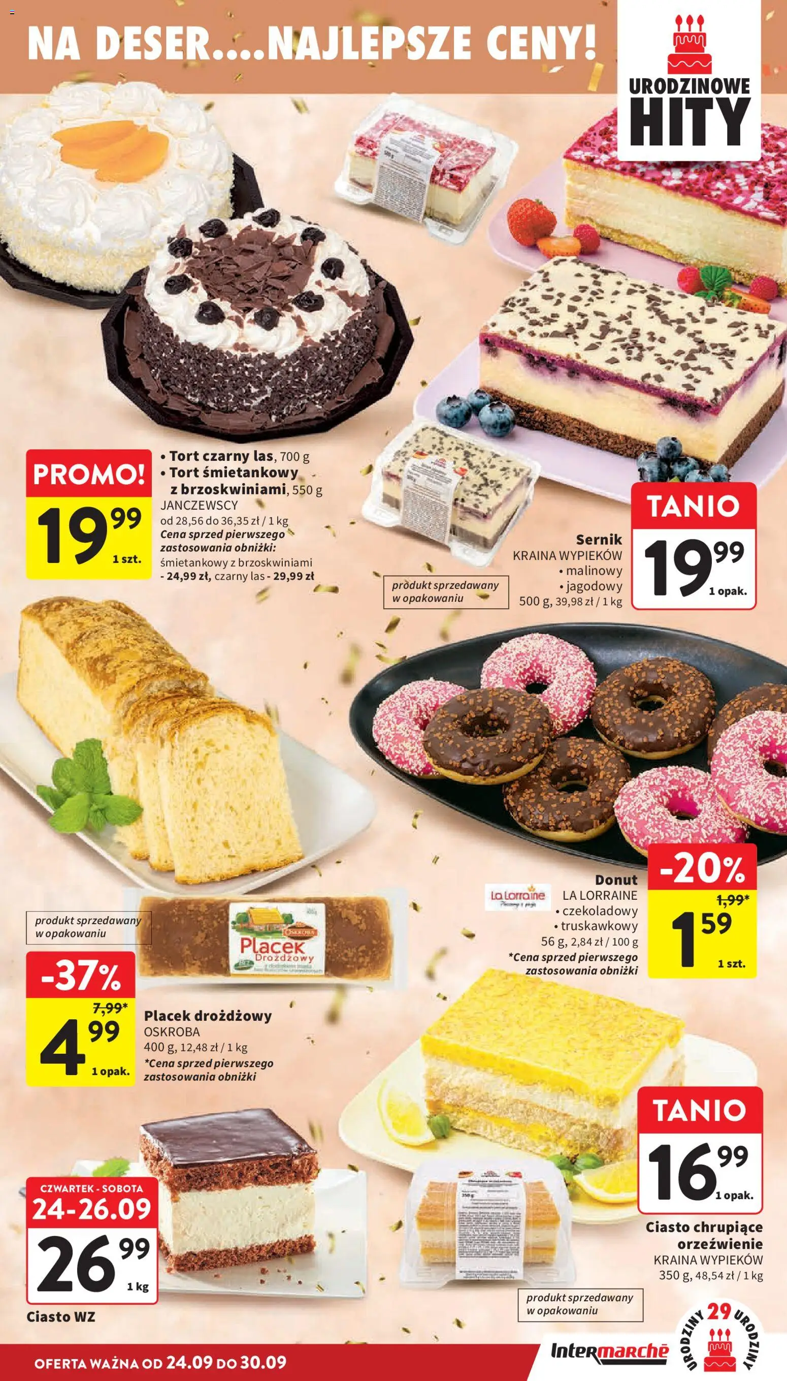 Intermarche gazetka od 24.09.2026 | Strona: 27 | Produkty: Ciasto, Deser, Tort, Donut