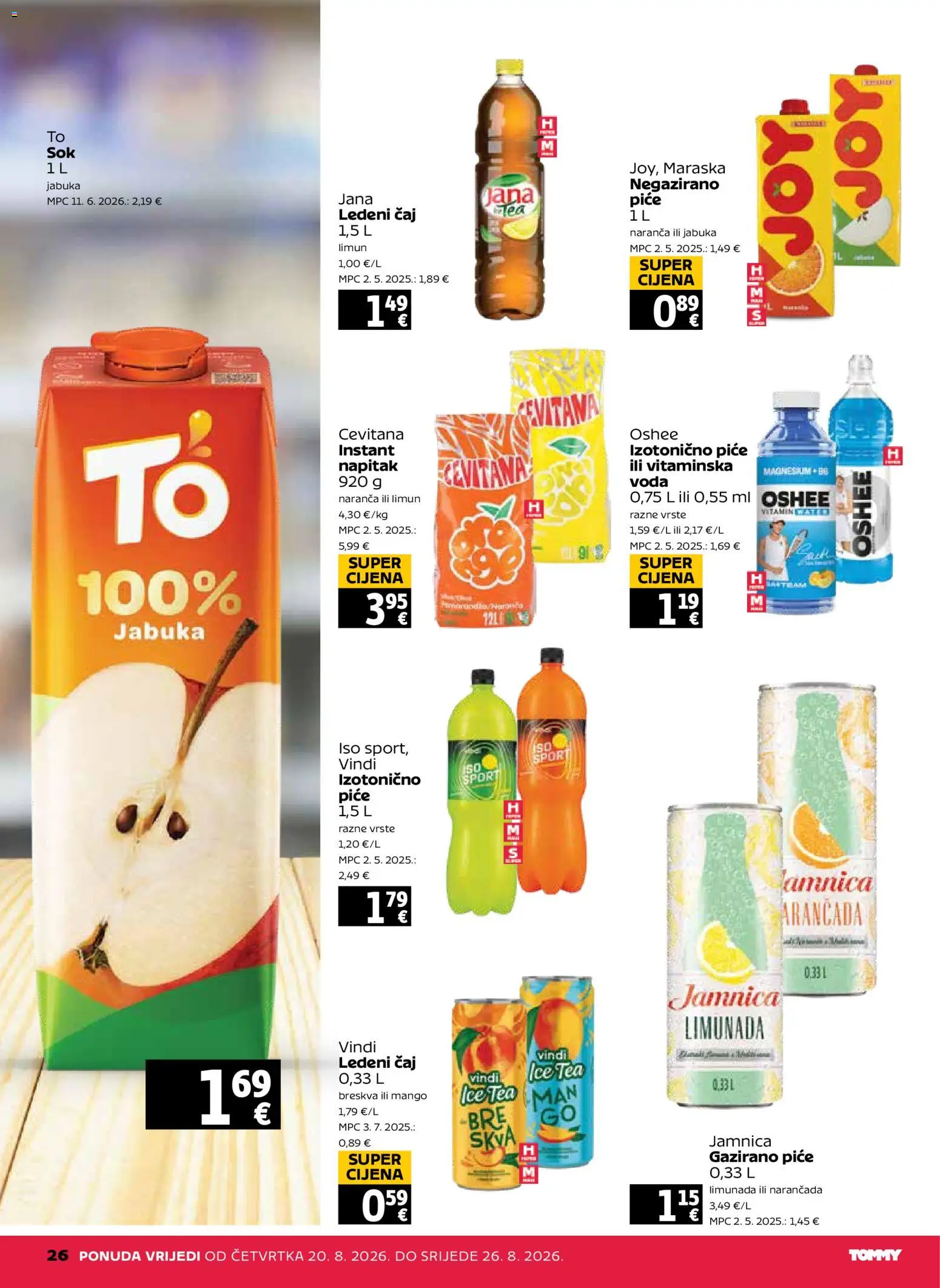 Tommy katalog | vrijedi od 20.08.2026 | Stranica: 26 | Proizvodi: Ledeni čaj, Jamnica, Voda, Limun