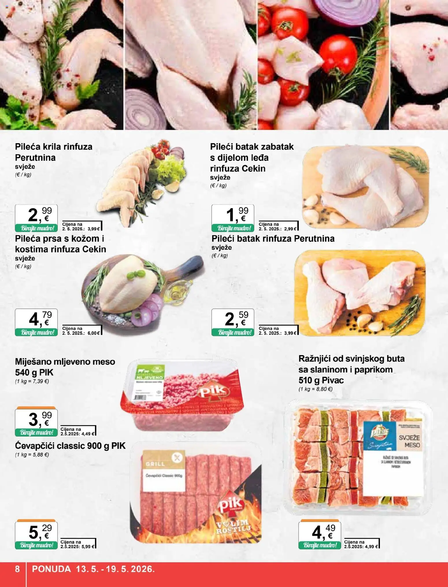KTC katalog | vrijedi od 13.05.2026 | Stranica: 8 | Proizvodi: Roštilj, Pileća krila, Mljeveno meso, Ćevapčići