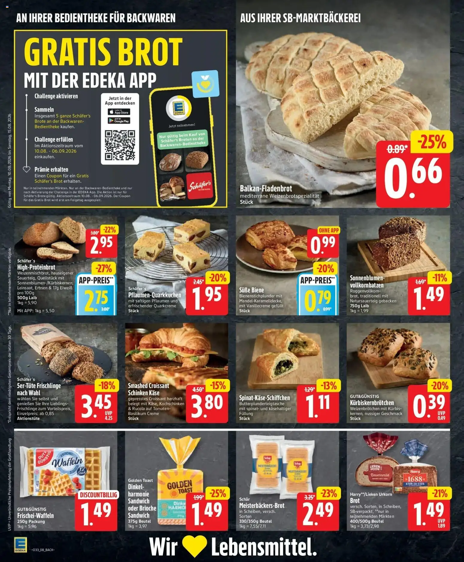 Edeka - Jubiläumshandzettel Schomacker – gültig ab 10.08.2026 | Seite: 10 | Produkte: Käse, Tomaten, Croissant, Erbsen