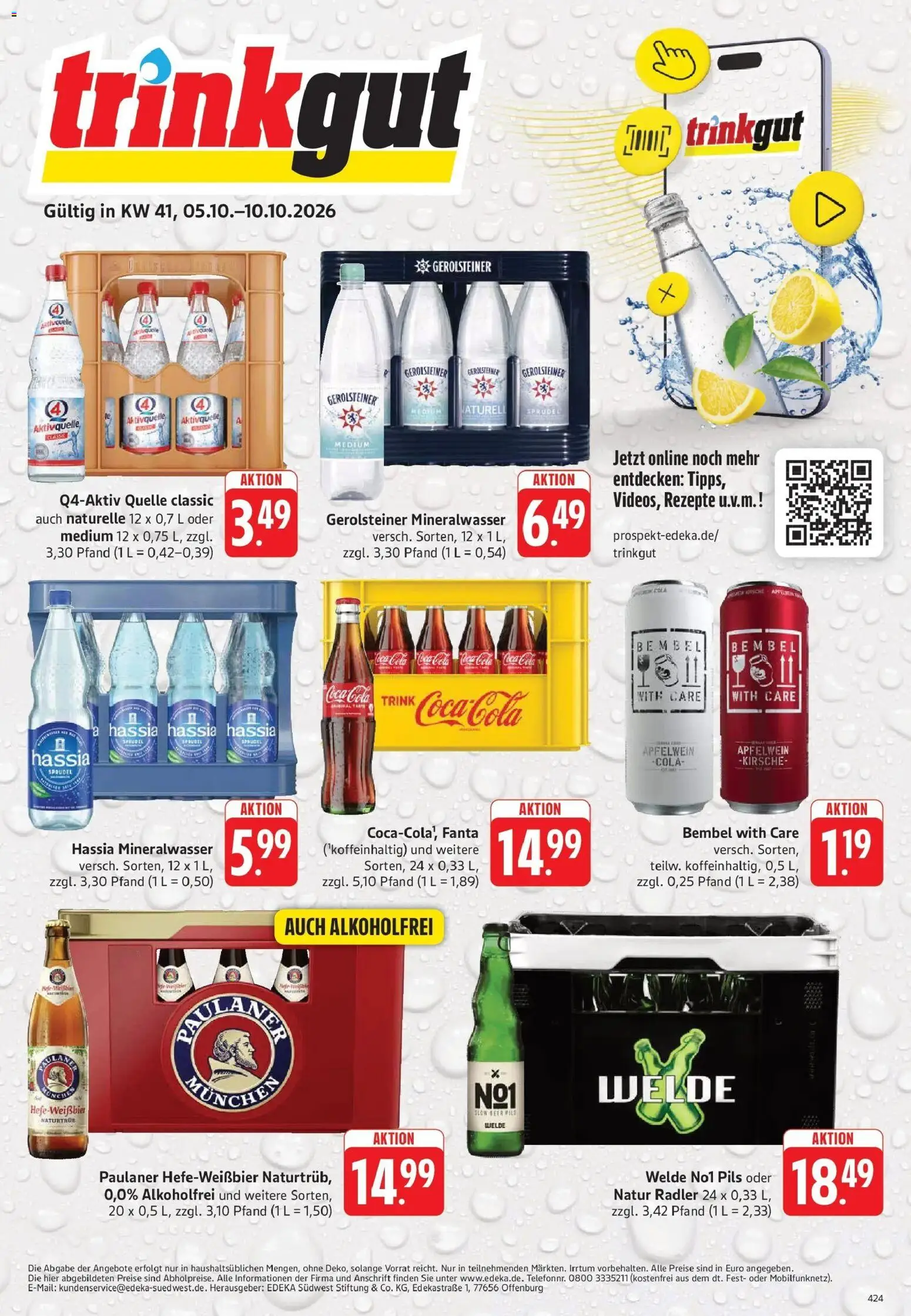 Trinkgut - trinkgut: Wochenangebote (ab 05.10.2026) » Angebote online | Seite: 1 | Produkte: Mineralwasser, Radler, Paulaner, Gerolsteiner