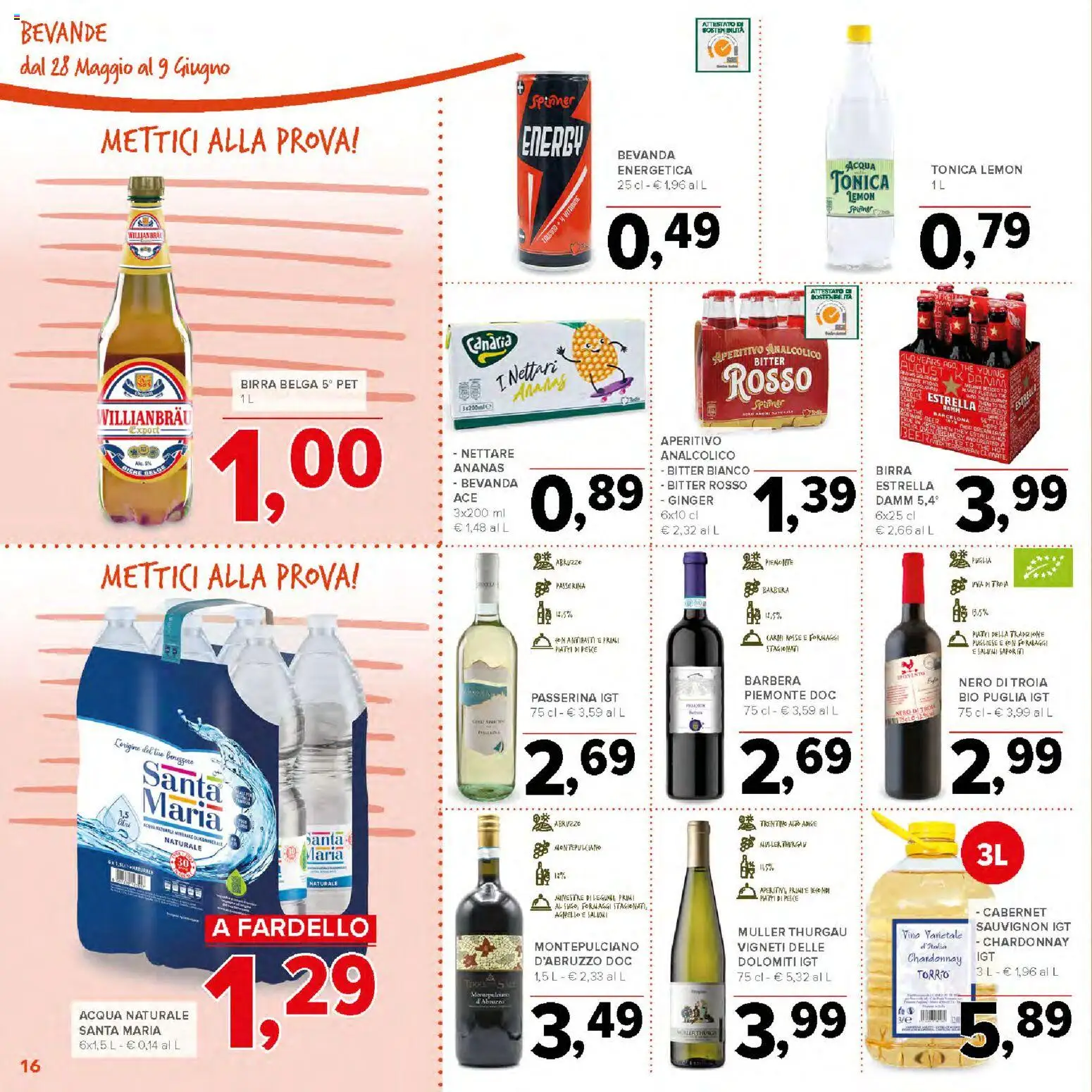 Volantino Todis del 28.05.2026 | Pagina: 16 | Prodotti: Acqua, Vino, Ananas, Aperitivo