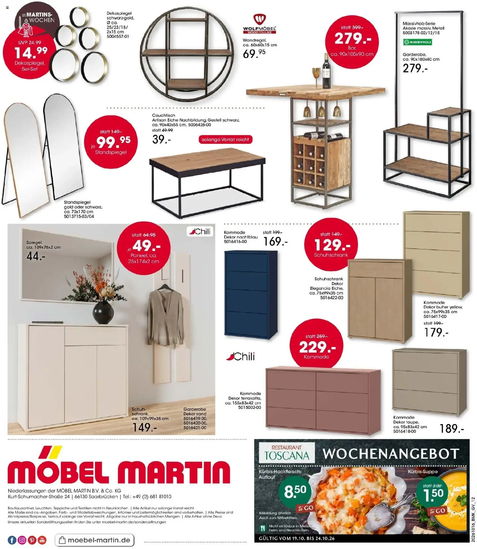 Möbel Martin Martins Wochen (ab 16.10.2026) zum Blättern | Seite: 12 | Produkte: Kommode, Butter, Couchtisch, Standspiegel