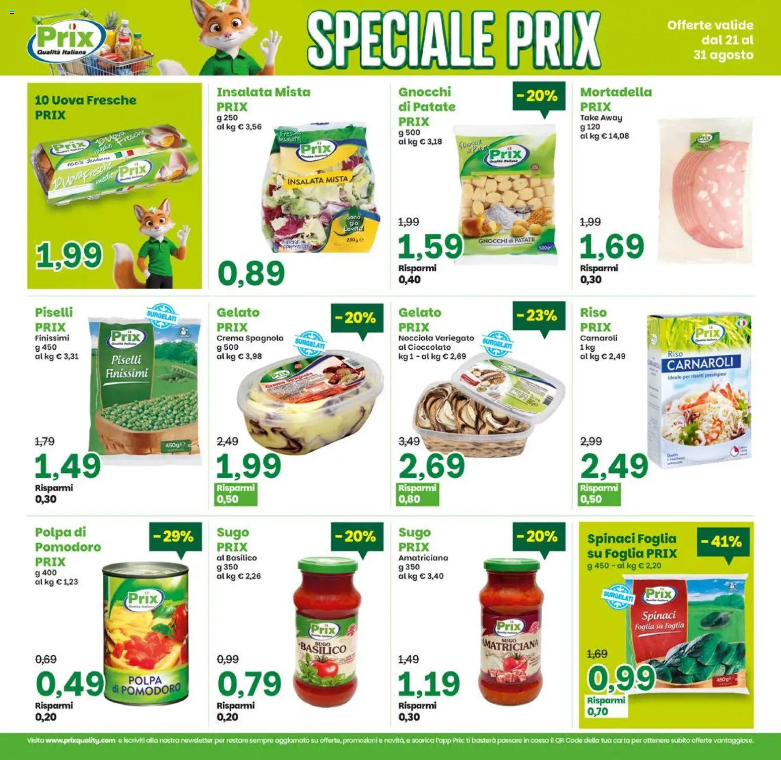 Volantino Prix del 21/08/2026 | Pagina: 10 | Prodotti: Gelato, Patate, Mortadella, Gnocchi